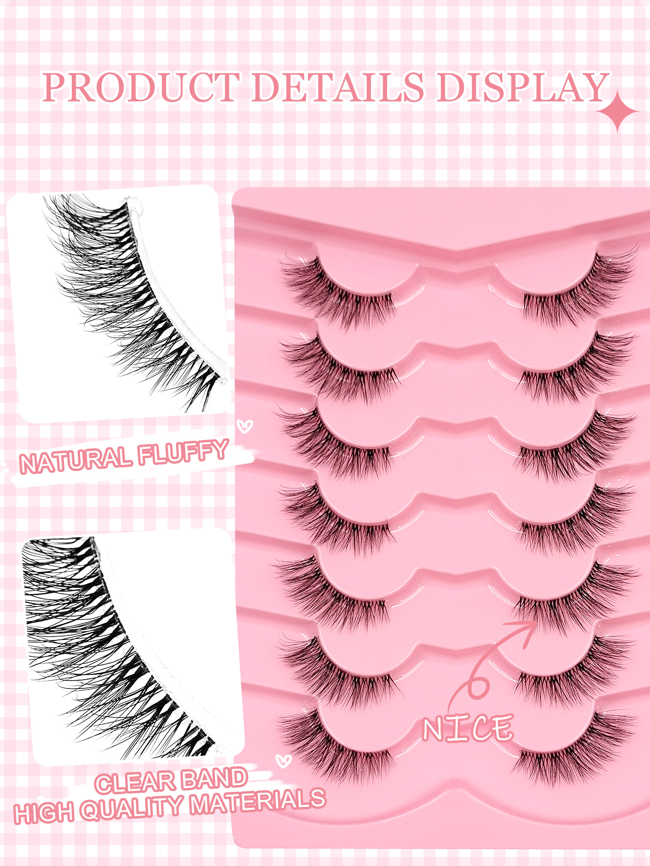 Sibeuna 7 Pairs Half Lashes 3D Wispy Cat Eye False Eyelashes Natural Fluffy Winged Faux Mink Lashes Soft Reusable Daily Party Makeup,Lashes Corner Eyelashes,Corner Eyelashes,Corner Lashes