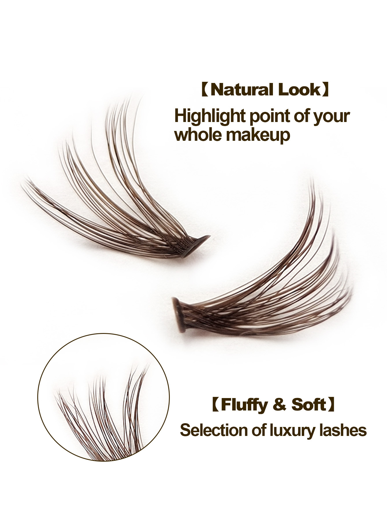 Sibeuna 200 PCS Brown 40D D Curl Cluster Eyelashes Fluffy Soft Individual Volume Lashes Extension Makeup Tool Natural Look Eyelashes
