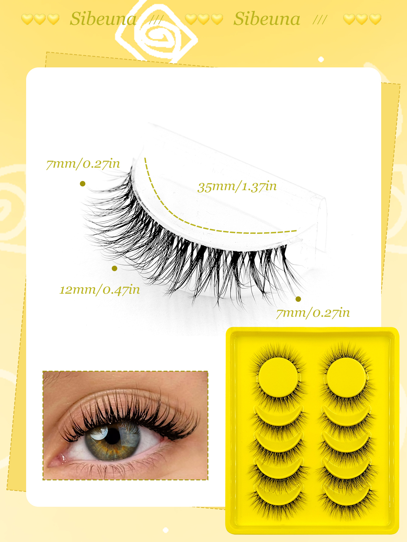 Sibeuna 6 Pairs Natural Lashes Wispy Soft Clear Band Faux Mink Lashes,Reusable,For Daily Style Eye Makeup,Beginner-Friendly,Fake Eyelashes,Strip Lashes