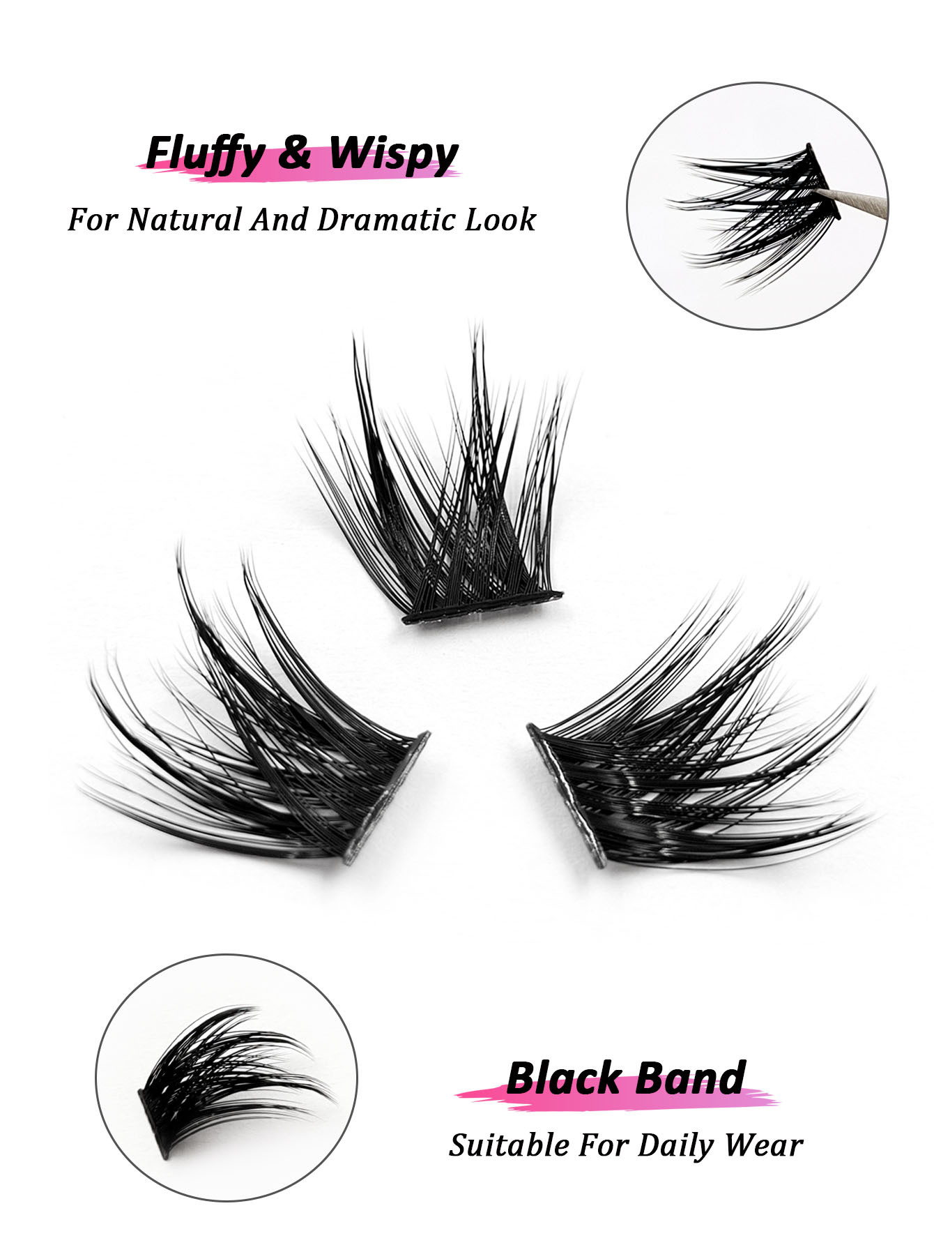 Sibeuna 120 PCS D Curl Cluster Faux Mink Fake Eyelashes Individual Lashes Natural Look Lashes Fluffy Soft Crossed Dramatic Cluster Lashes DIY Eyelashes