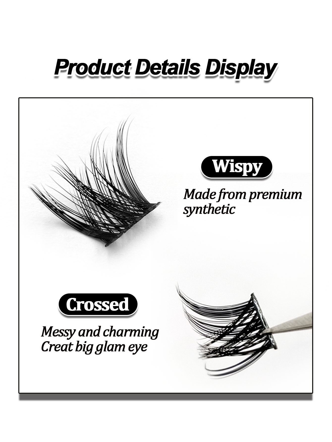 Sibeuna 100PCS Cluster Lashes D Curl Natural Look Soft Fluffy And Wispy Individual Eyelashes Crossed Lashes Makeup Extensions DIY At Home
