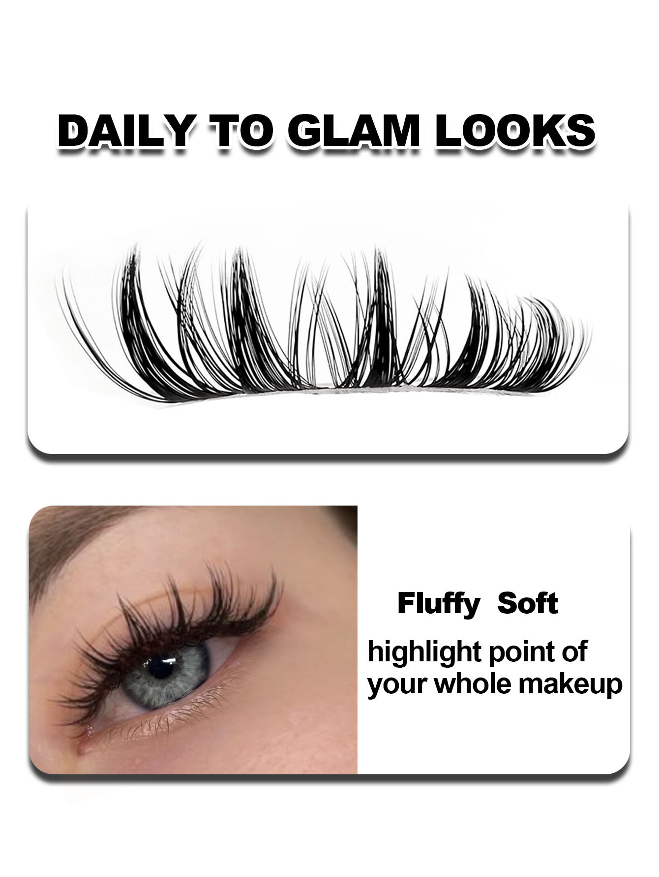 Sibeuna 120PCS D Curl Clusters Manga DIY Eyelash Extension Fluffy Soft Individual Cluster Lash Thick Cluster Lash Natural False Eyelashes