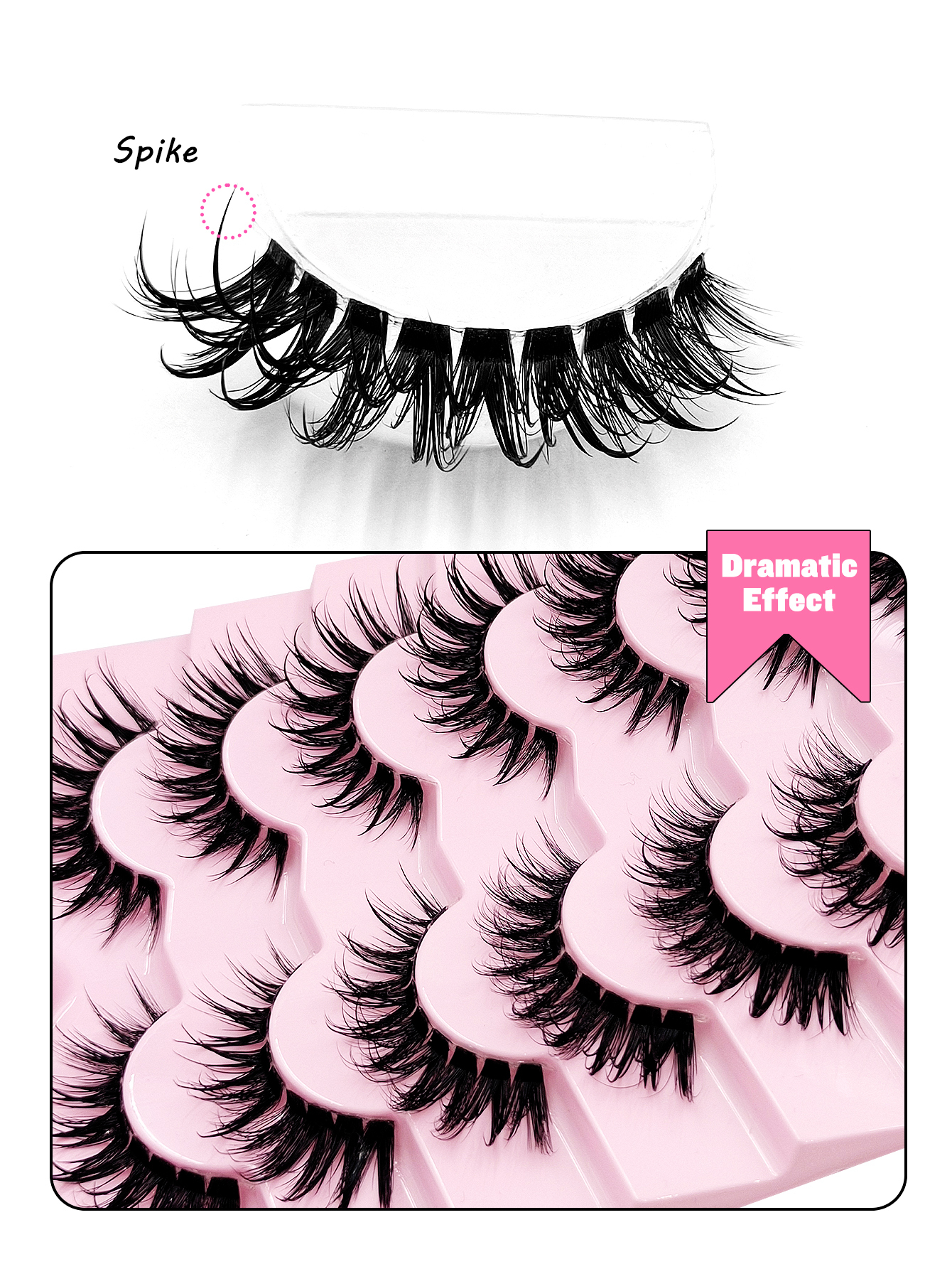 Sibeuna 7 Pairs Wet Eyelashes With Cartoon Effect, Clear Band Fake Eyelashes, For Daily Style Eye Makeup,Beginner-Friendly