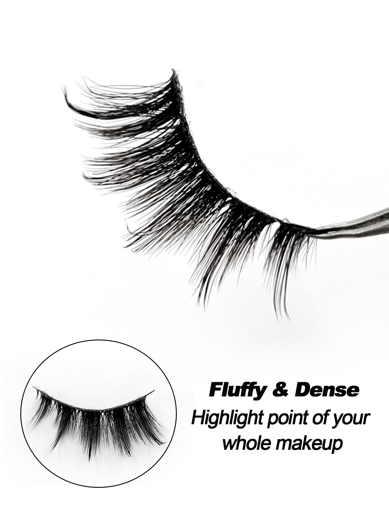 Sibeuna 7 Pairs Half Lash Natural Look Eyelashes Fluffy Soft Cat Eye Lashes Wispy Thin Black Band Eyelashes