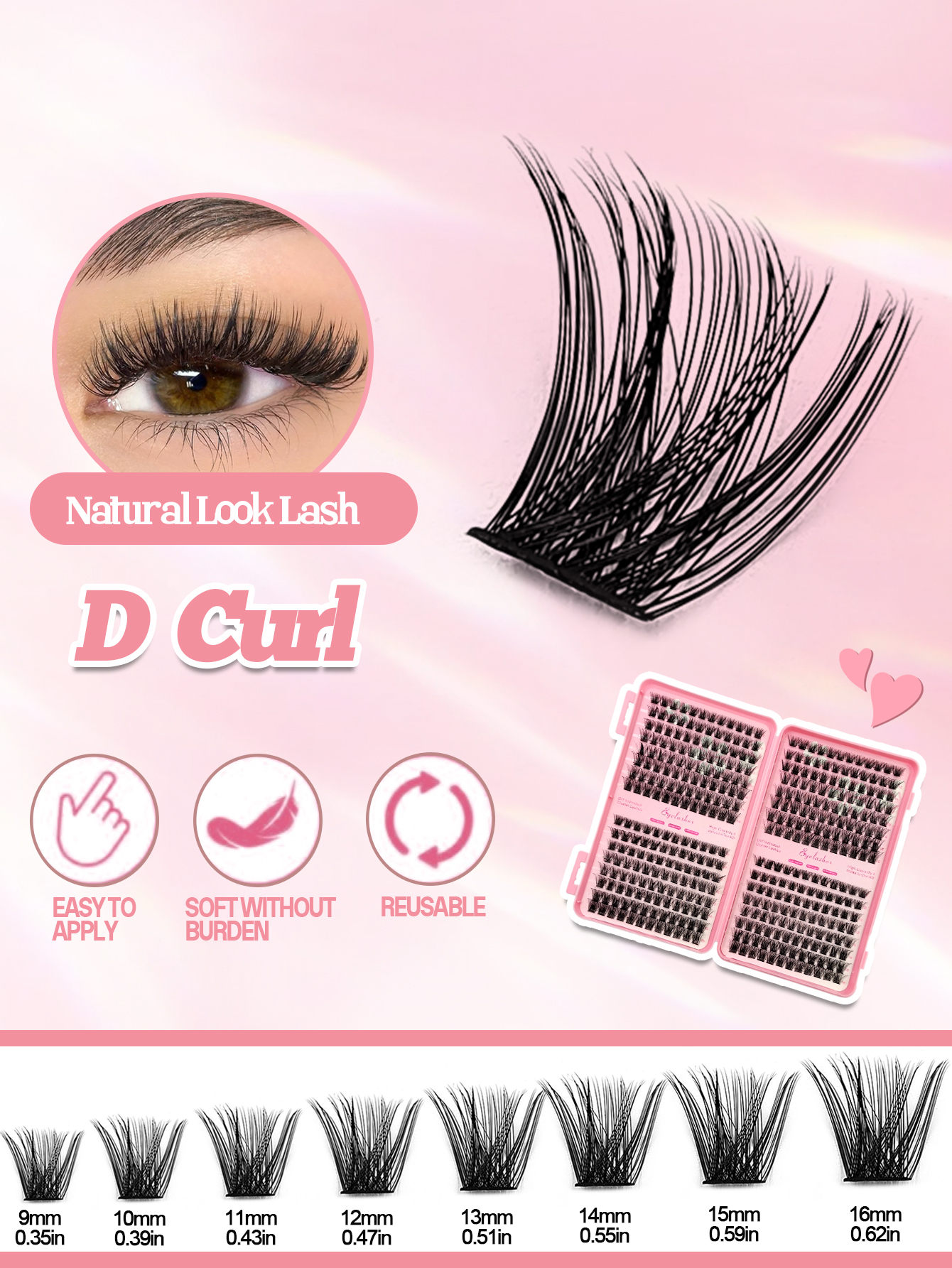 Sibeuna  384PCS Eyelash Book, Fluffy Soft Cluster False Eyelashes, Lightweight Eyelash Extension, Natural Look False Eyelashes, Individual False Eyelashes, DIY At Home False Eyelashes