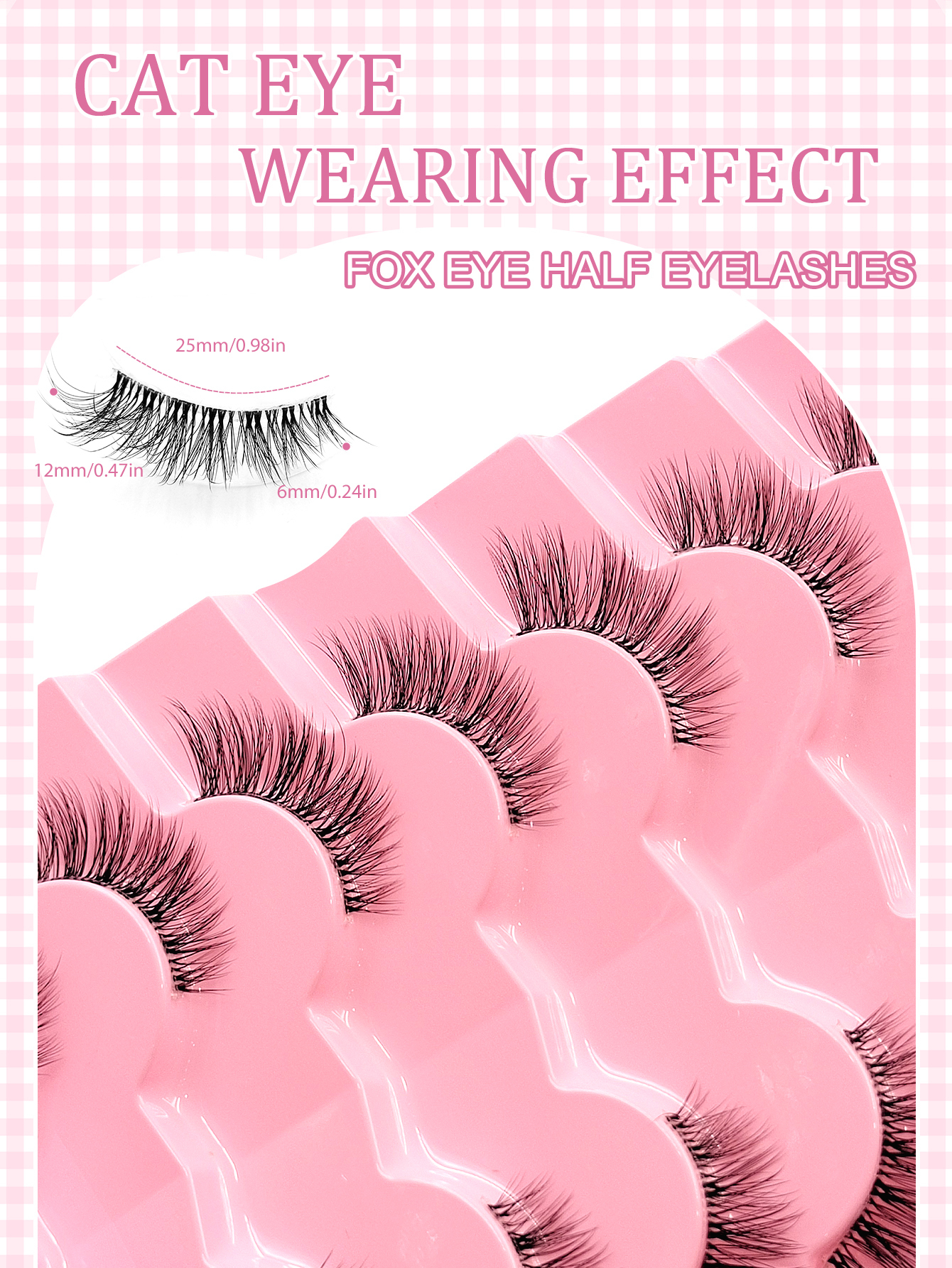 Sibeuna 7 Pairs Half Lashes 3D Wispy Cat Eye False Eyelashes Natural Fluffy Winged Faux Mink Lashes Soft Reusable Daily Party Makeup,Lashes Corner Eyelashes,Corner Eyelashes,Corner Lashes
