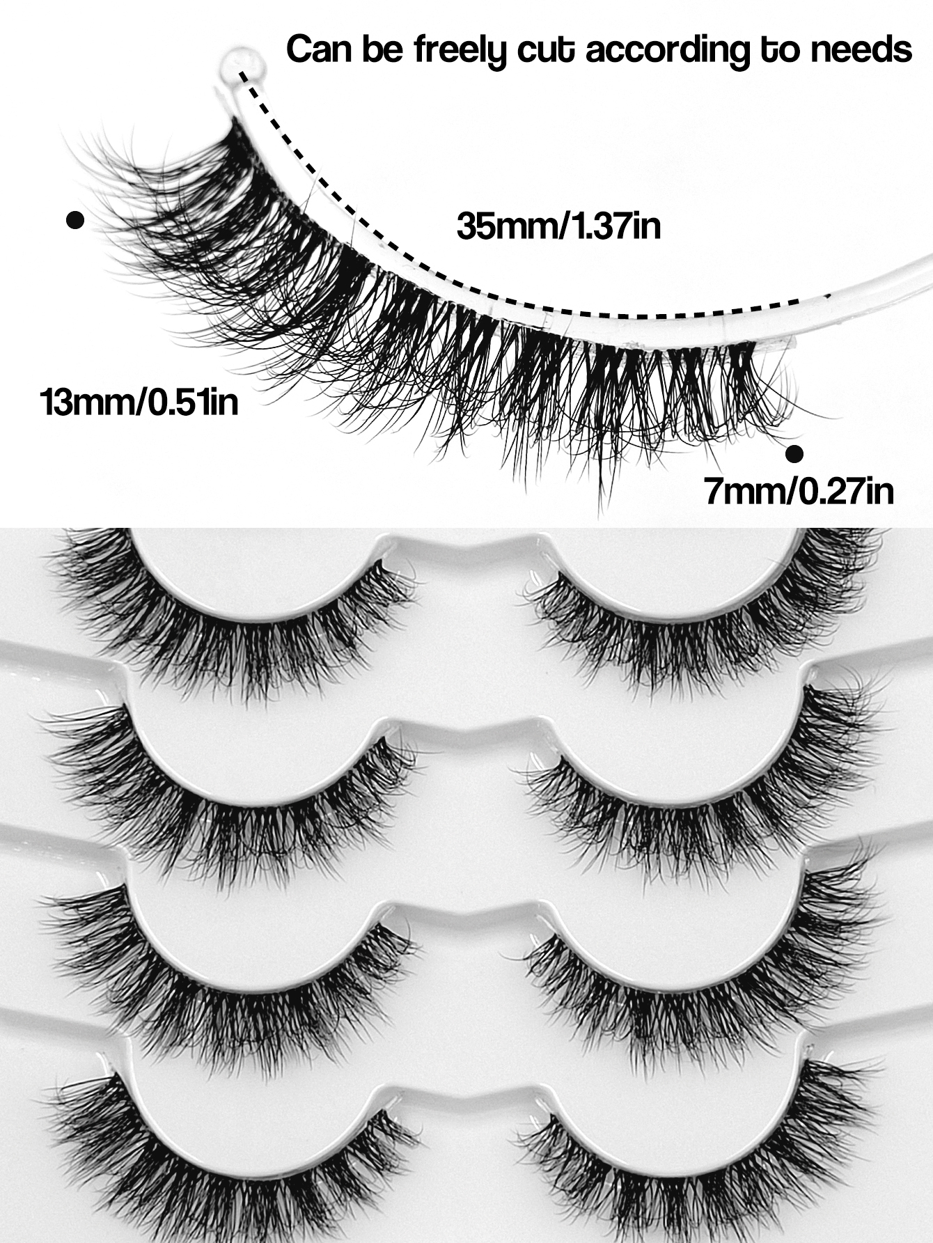 Sibeuna 6 Pairs Fluffy Natural Lashes Cat Eye Lashes Clear Band Faux Mink Lashes,Reusable,For Daily Style Eye Makeup,Beginner-Friendly,Full Strip Lashes