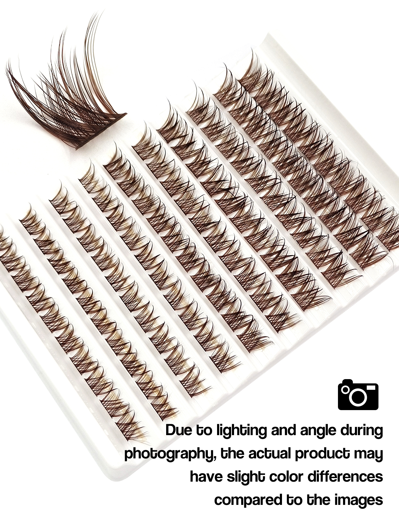 Sibeuna 100 Pcs D Curl Brown Cluster False Eyelashes,Fluffy Brown Lashes,Voluminous Curled Eyelashes, Natural Brown Makeup,For Beginners Easy To Use Salon-Quality Long-Lasting False Eyelash Extensions