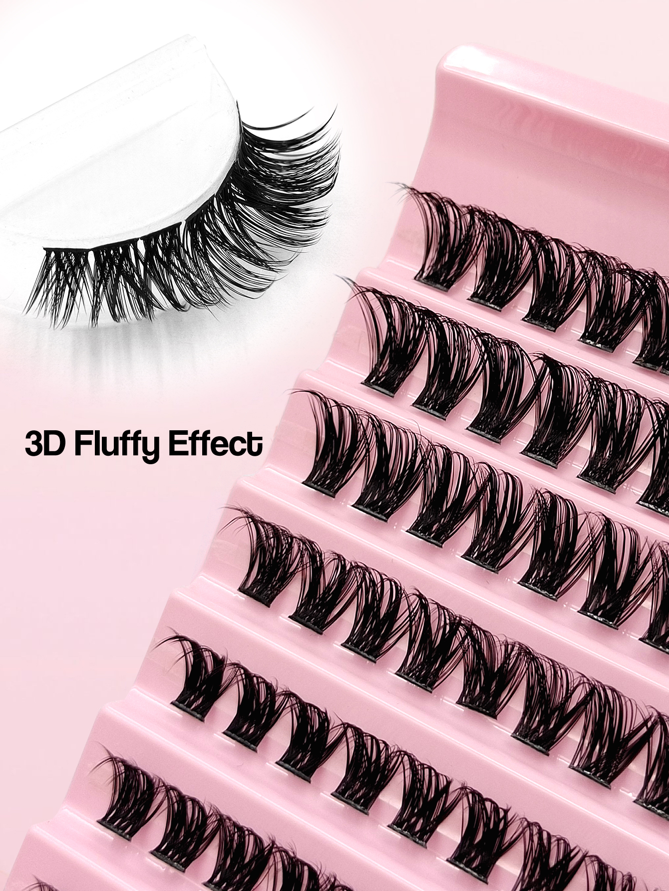Sibeuna 140 Pcs D Curl Natural Lashes,Fluffy Cat Eye Lashes,For Beginners Easy To Use Salon-Quality Long-Lasting False Eyelash Extensions