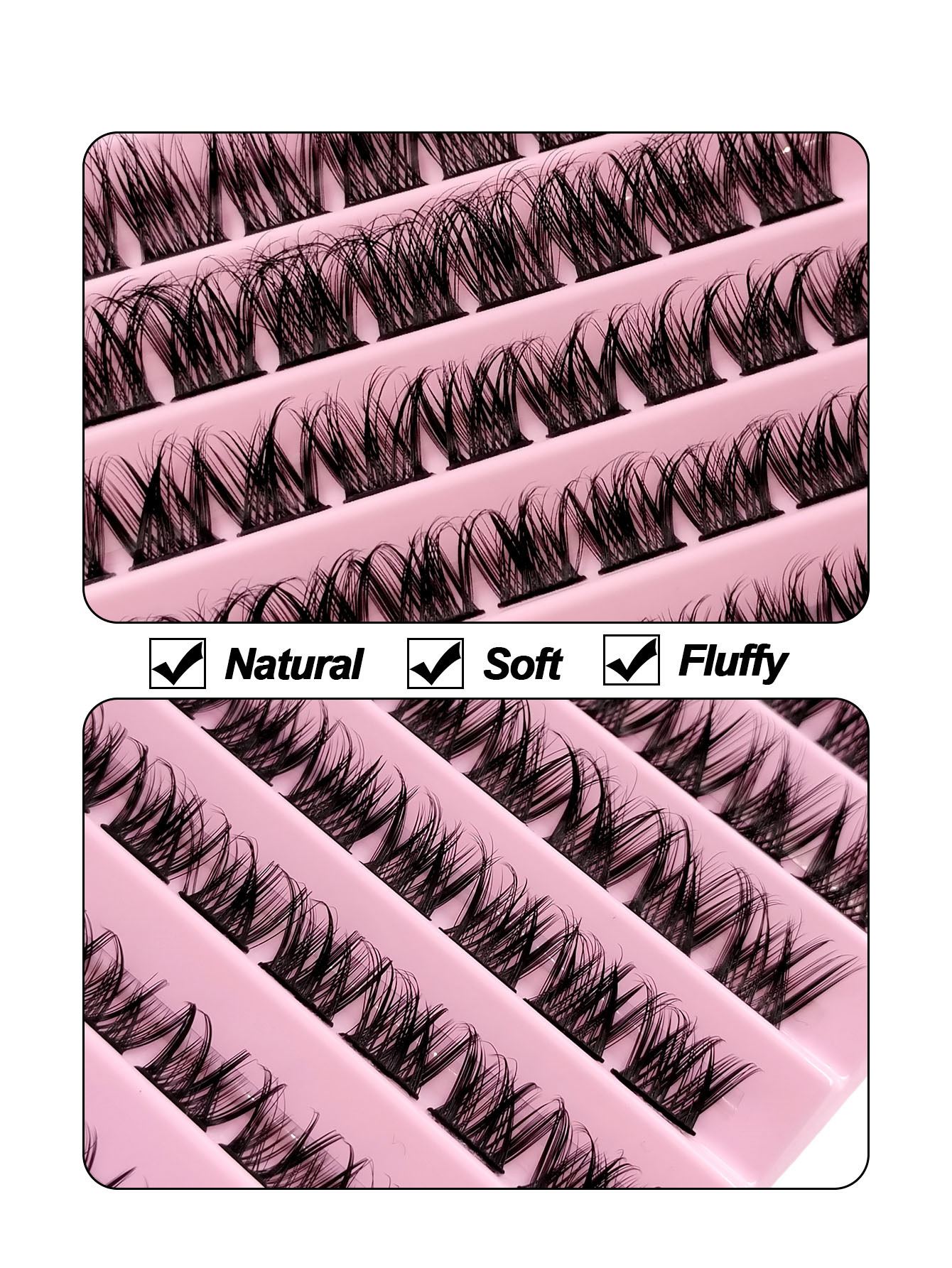 Sibeuna 100PCS Cluster Lashes D Curl Natural Look Soft Fluffy And Wispy Individual Eyelashes Crossed Lashes Makeup Extensions DIY At Home