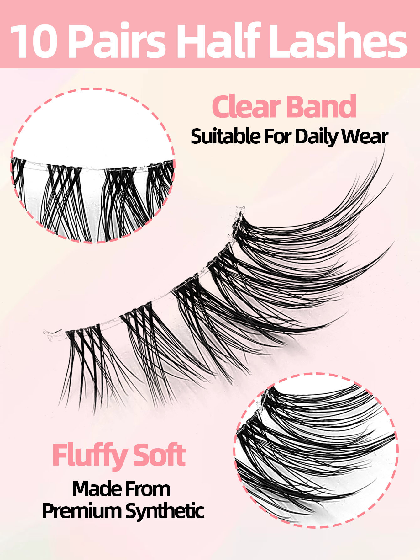 Sibeuna 10 Pairs Half Lashes Clear Band Fox Eyes Eyelashes,Cat Eye False Eyelashes 3D Faux Mink Eyelashes Soft Natural Makeup,Fake Lashes,Gift For Women & Girl,Suitable For Beginner And Party, Holiday Eye Makeup