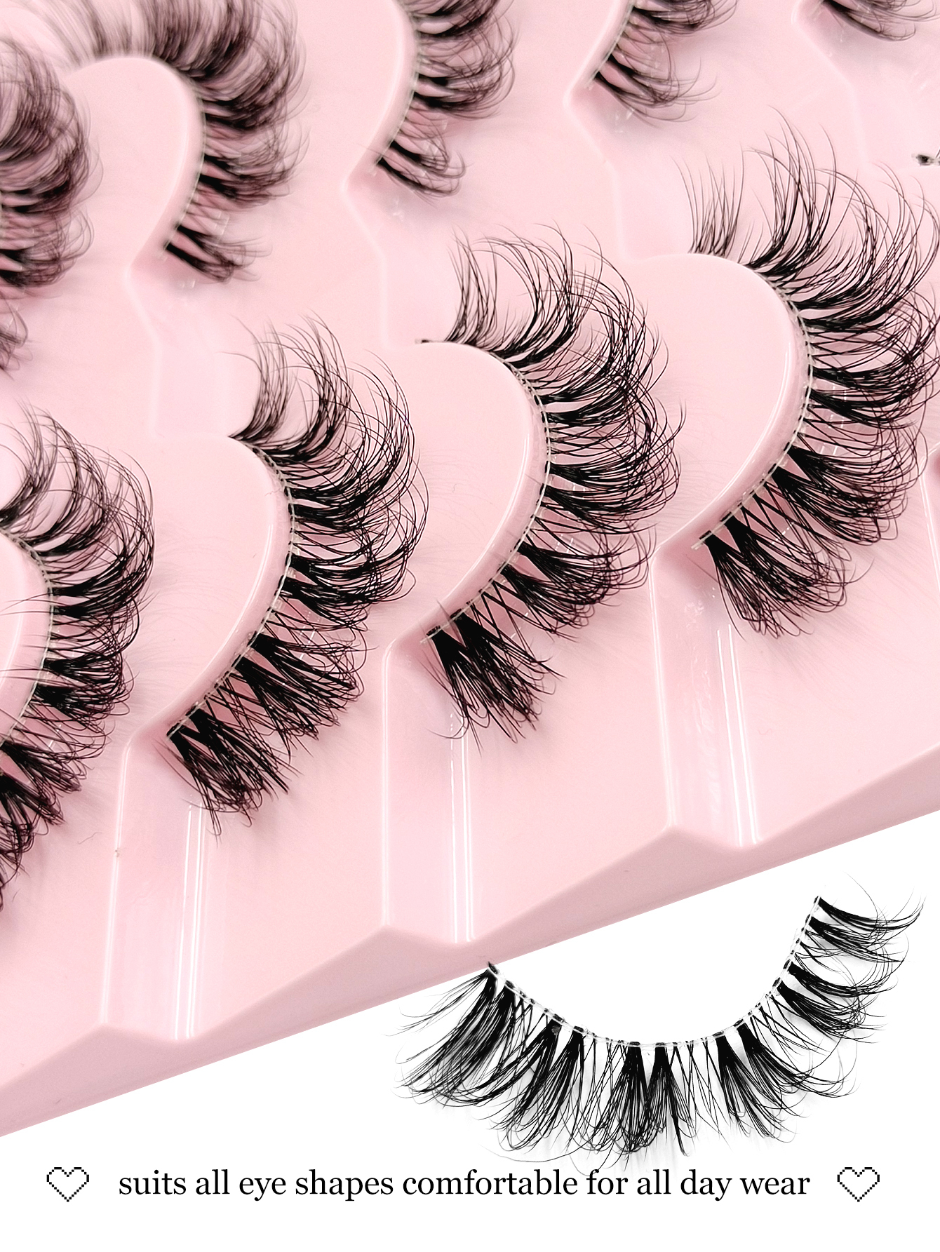 Sibeuna 7 Pairs Natural Lashes Fluffy Lashes Clear Band Faux Mink Lashes Cat Eye Lashes For Daily Style Eye Makeup,Full Strip Lashes,False Eyelashes,Fake Eyelashes,Strip Lashes