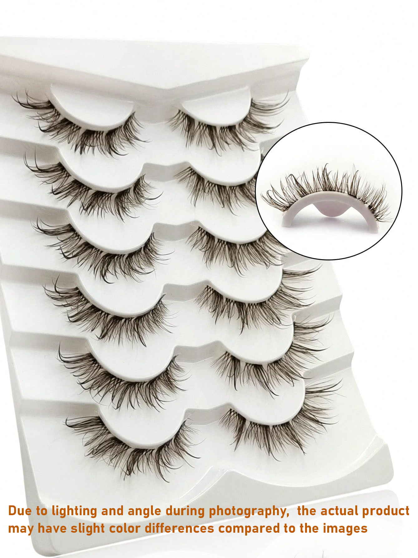 Sibeuna 6 Pairs Wet Look Brown Lashes Clear Band Eyelashes Volume Reusable False Lashes Extensions Dramatic Look Curly Wispy Fake Lashes Makeup Tools