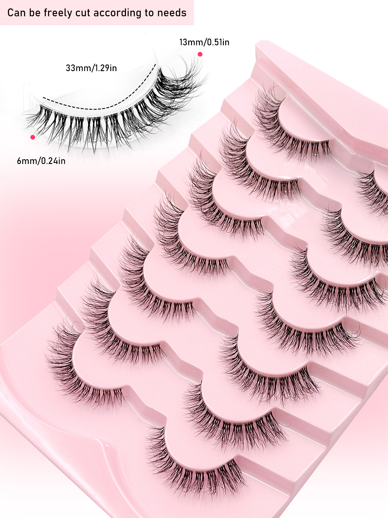 Sibeuna 7 Pairs Natural Lashes Clear Band Fluffy Full Strip Lashes Faux Mink Lashes For Daily Style Eye Makeup,False Eyelashes,Fake Eyelashes,Strip Lashes