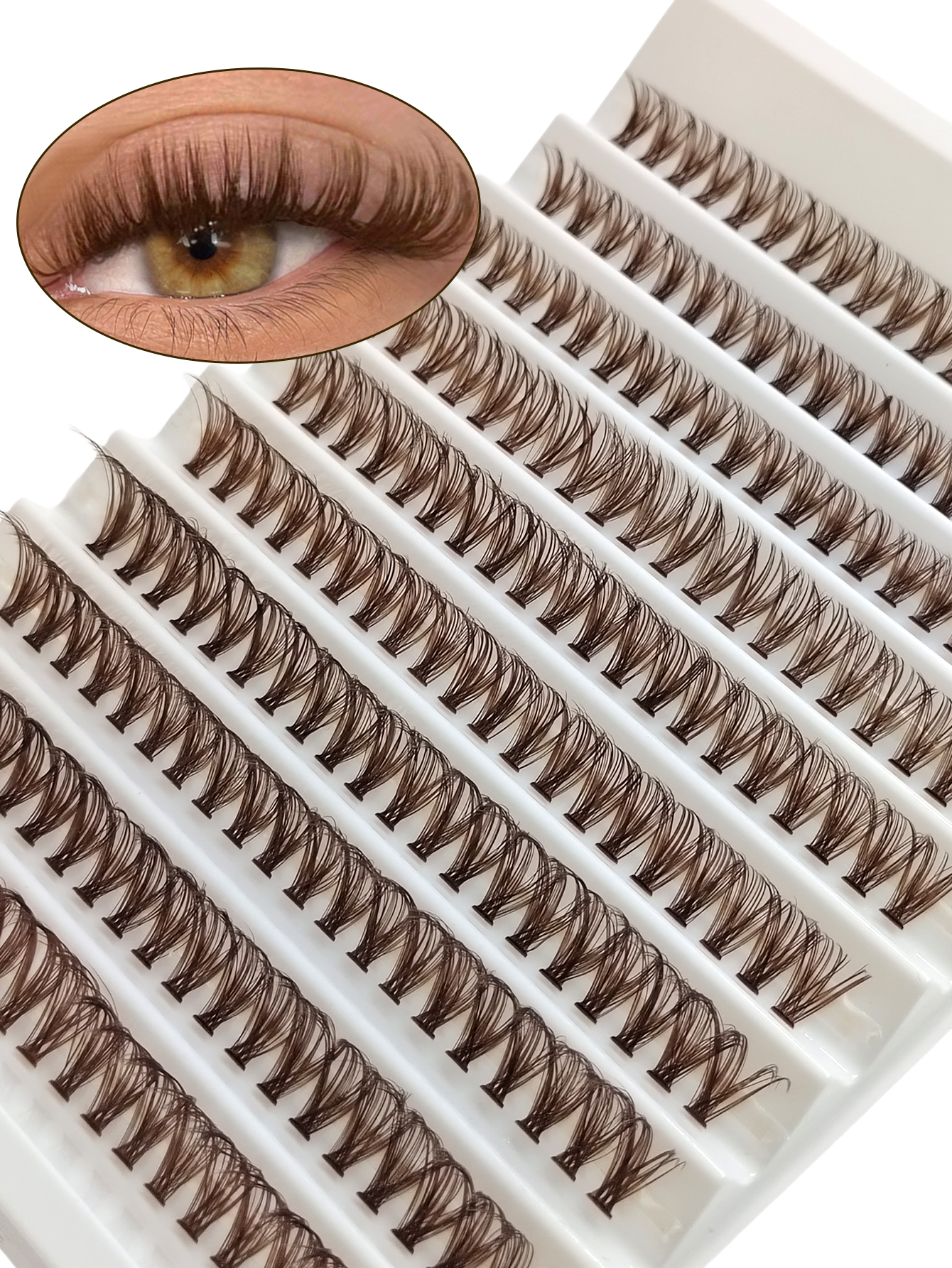 Sibeuna 200 PCS Brown 40D D Curl Cluster Eyelashes Fluffy Soft Individual Volume Lashes Extension Makeup Tool Natural Look Eyelashes