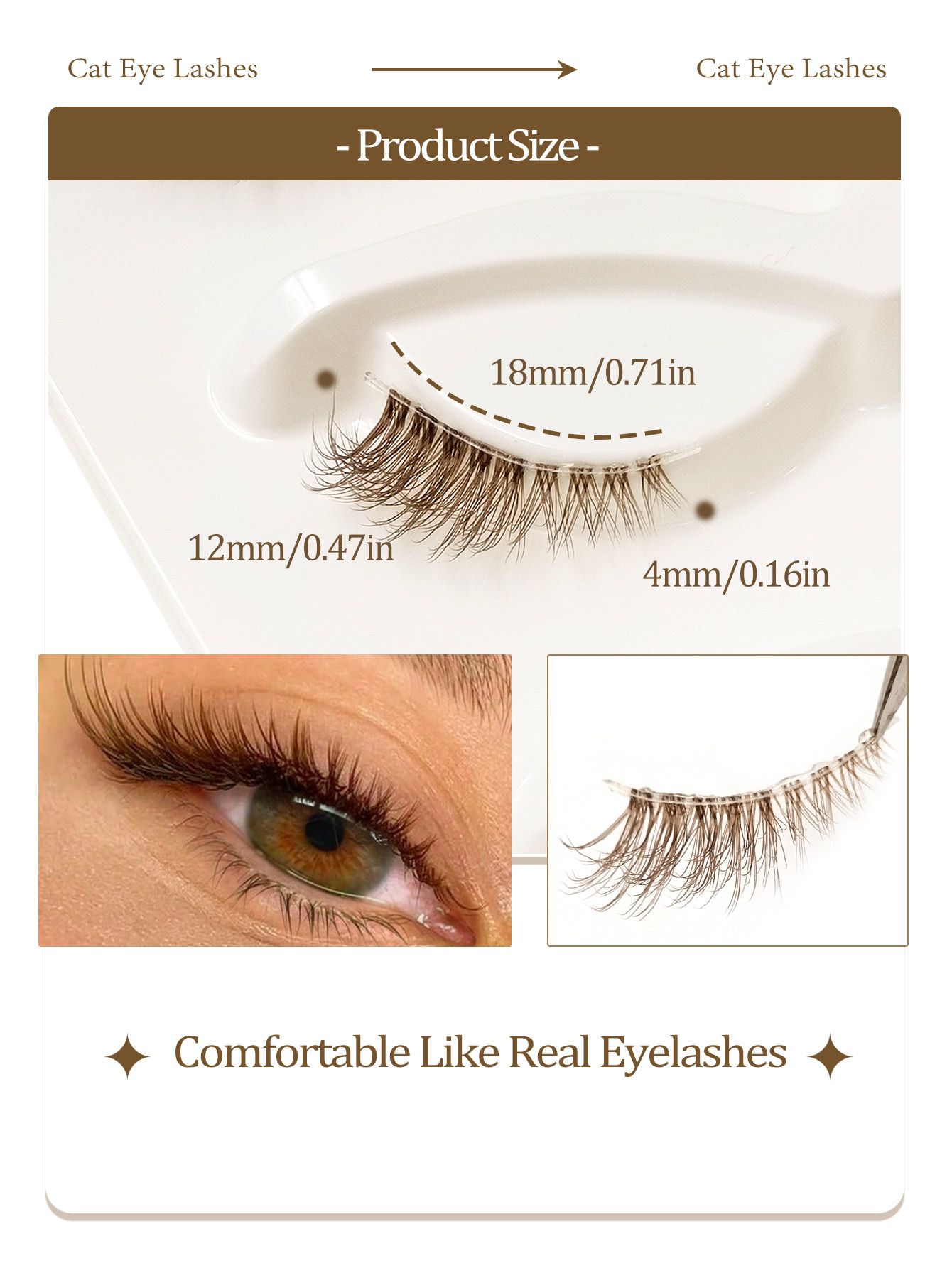 Sibeuna 5 Pairs Brown Half Lashes Tail Elongated Eyelashes Cat Eye Fox Eye Lashes,Beginner-friendly Reusable Use False Eyelashes, Long Soft 3d Faux Mink Lash Extension Makeup,Lashes,Fake Lashes，