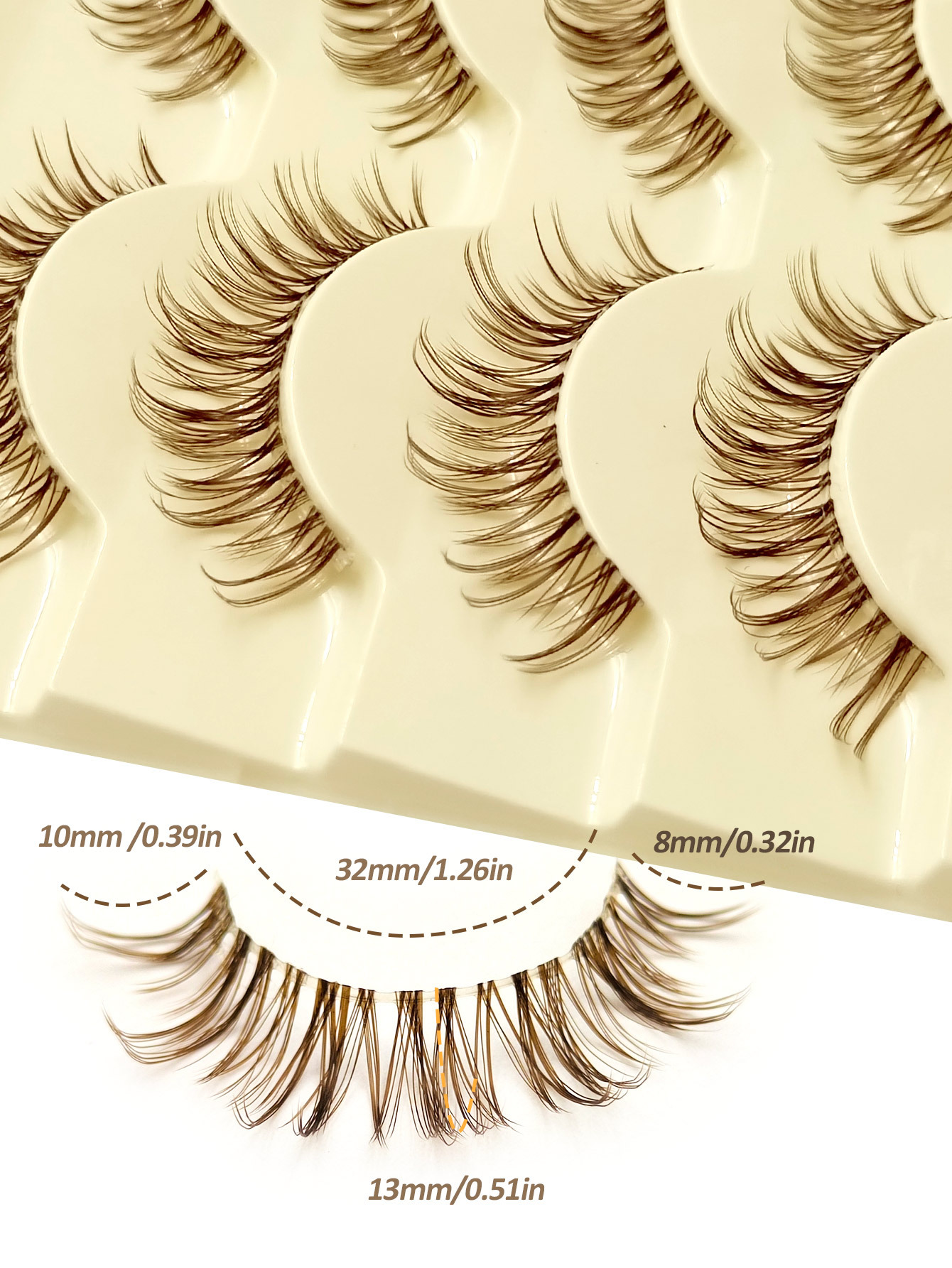 Sibeuna 5 Pairs Brown Wispy Lashes False Eyelashes- Transparent Stem Manga Eyelashes, Comic Fairy Design,Reusable False Eyelashes
