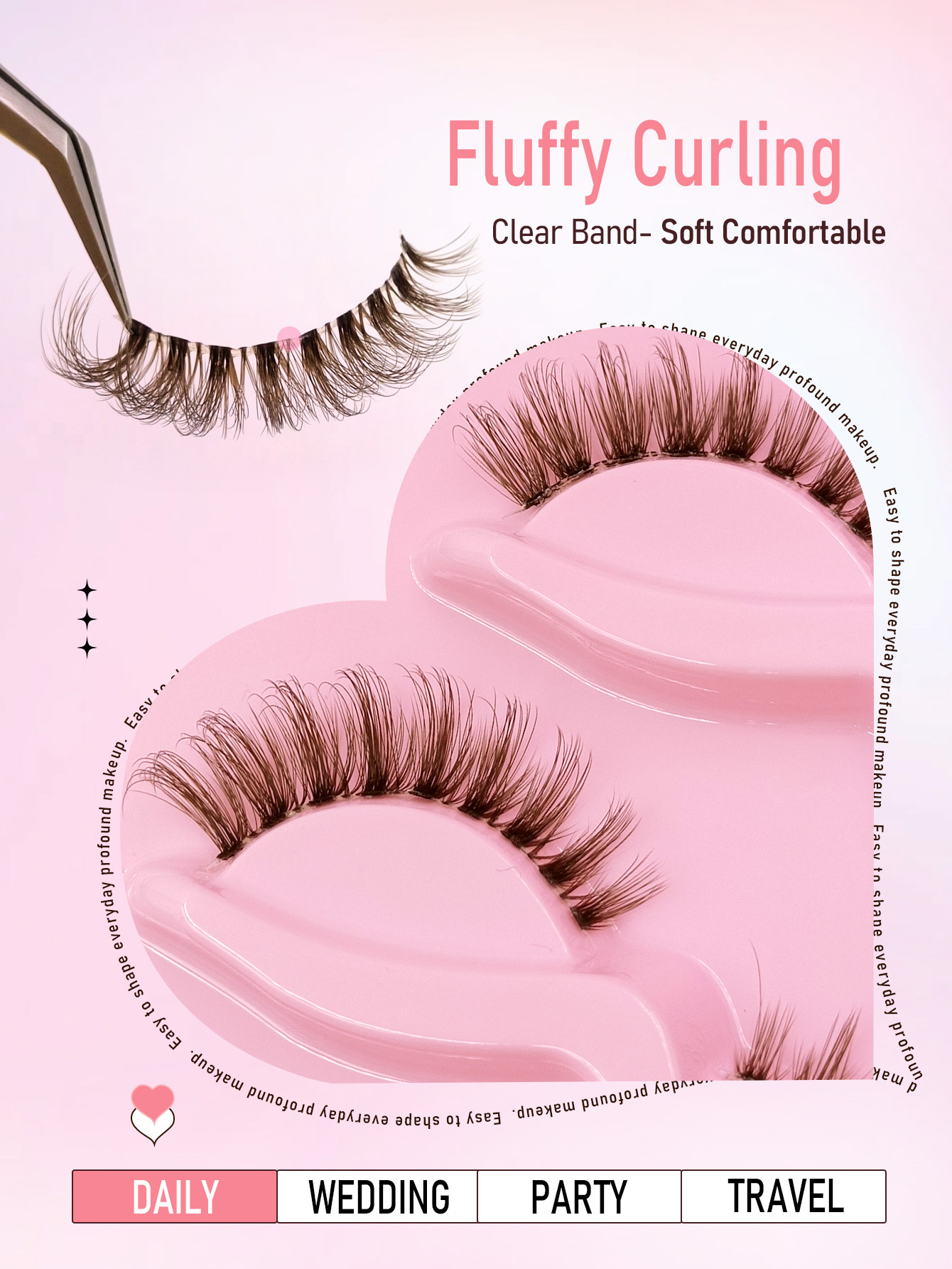 Sibeuna 5 Pairs Natural Brown Lashes Cat Eye Lashes,Beginner-friendly Reusable Use False Eyelashes,Lashes,Fake Lashes