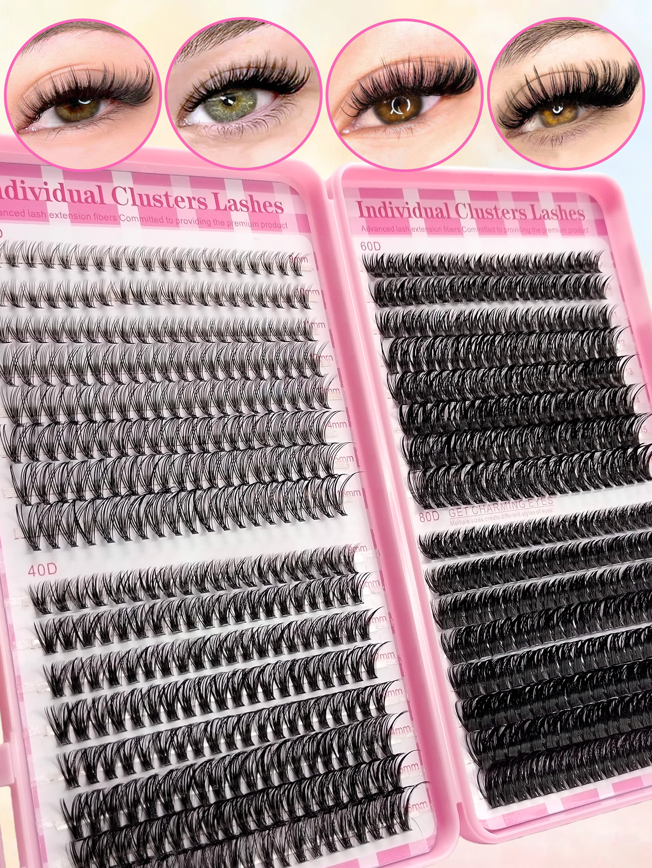 Sibeuna  640PCS 20D+40D+60D+80D Eyelashes Book D Curl Natural&Thick & Fluffy Extension Lashes 9mm-16mm Mix Length DIY Portable Clusters Eyelashes For Travel