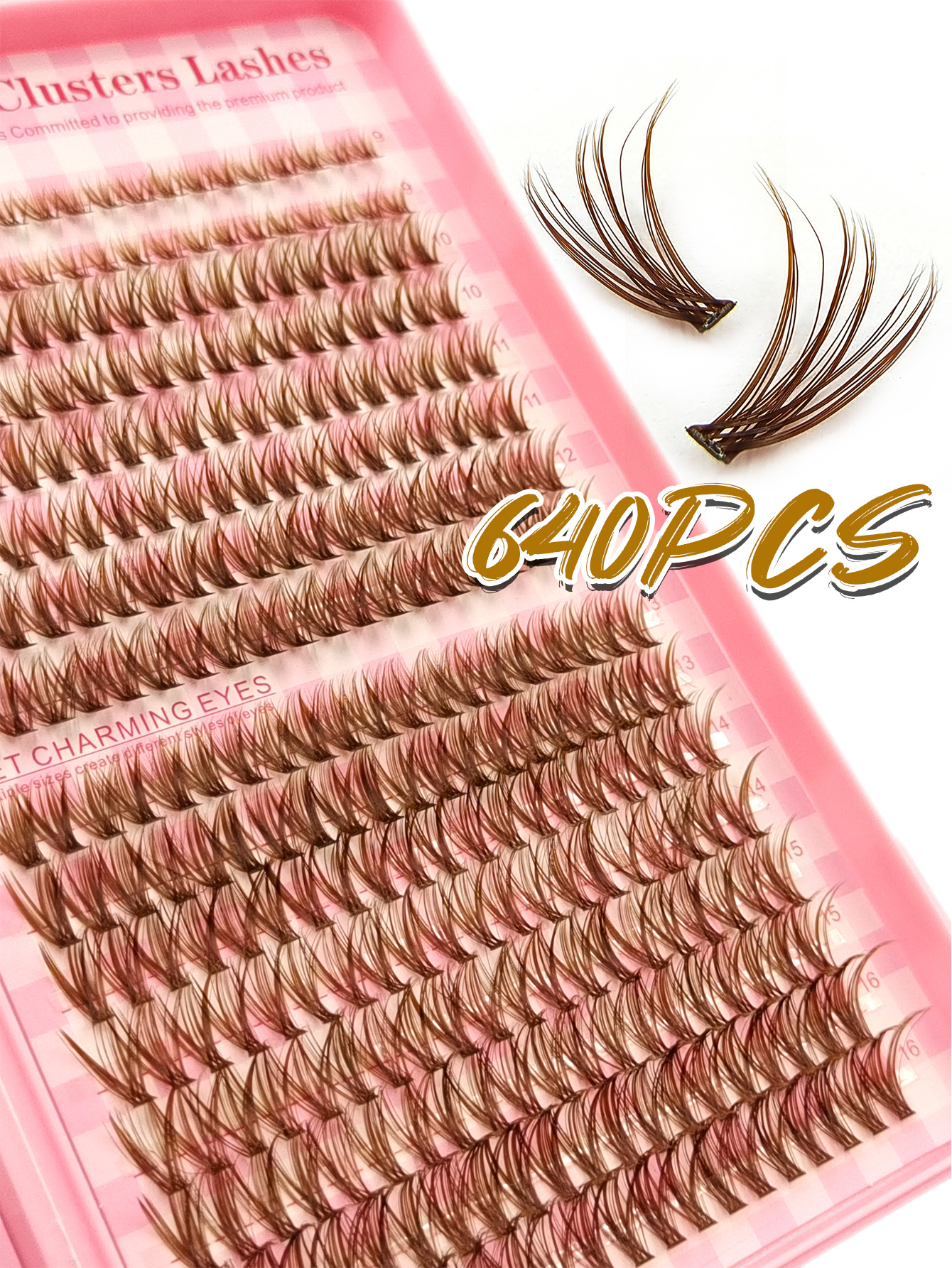Sibeuna 640Pcs D Curl Brown Clusters Lashes 30D+40D+50D Natural Thick Wispy Soft Light Reusable False Eyelashes Suitable For Travel, Daily Wear,Dates,Party,Cluster Lashes,Lashes,Eyelashes,Lash Clusters