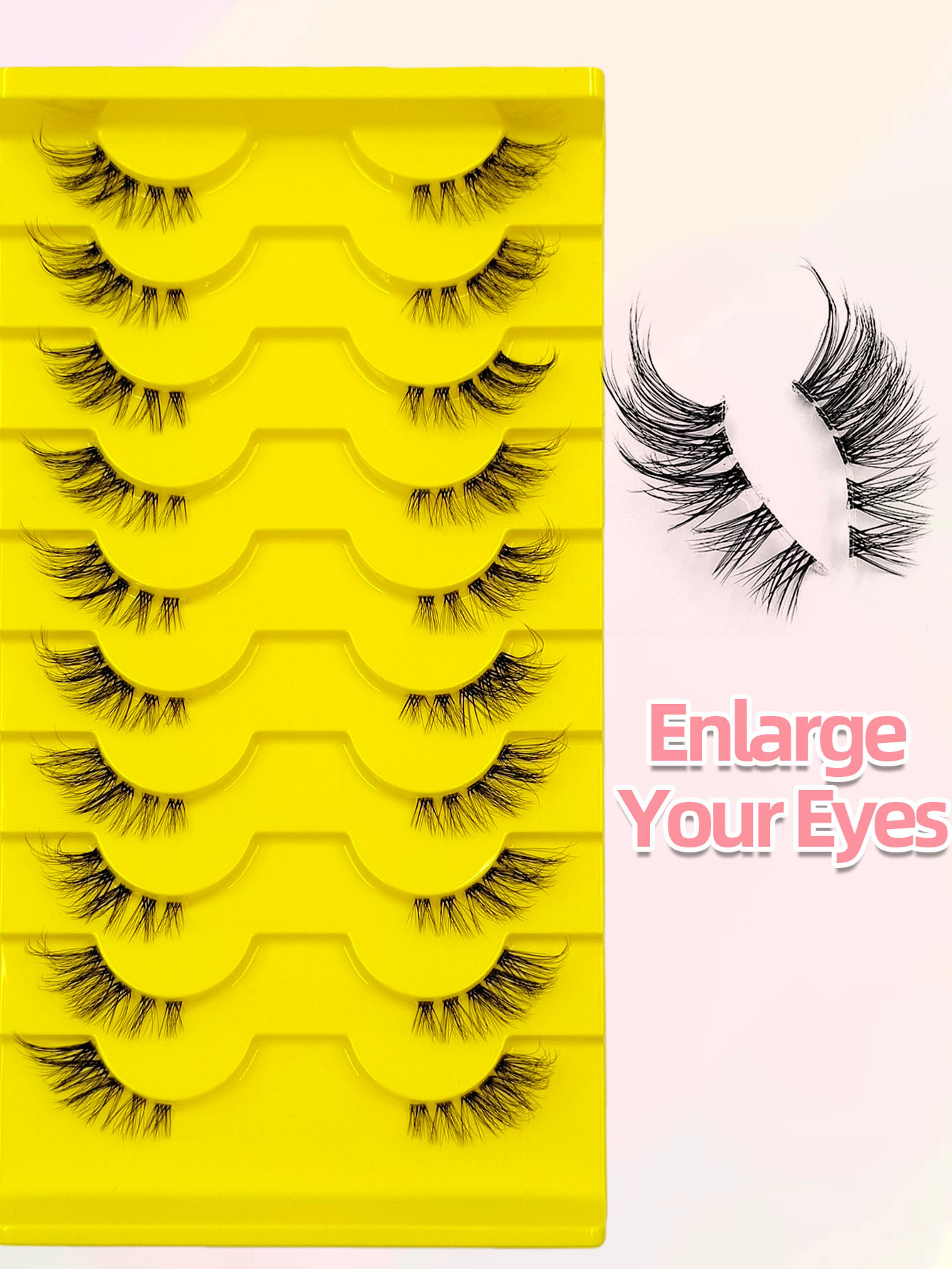 Sibeuna 10 Pairs Half Lashes Clear Band Fox Eyes Eyelashes,Cat Eye False Eyelashes 3D Faux Mink Eyelashes Soft Natural Makeup,Fake Lashes,Gift For Women & Girl,Suitable For Beginner And Party, Holiday Eye Makeup