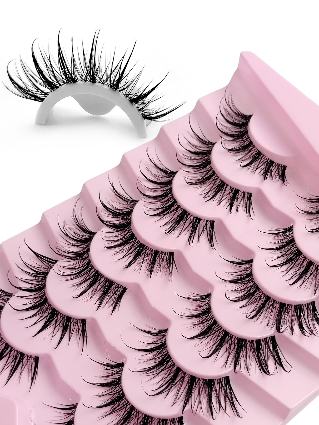 Sibeuna New 7 Pairs Wet Look False Eyelashes, Natural Crossed Wispy Manga Style, Spiky Eyelashes, False Eyelashes, Cosplay, Party, Eyelashes