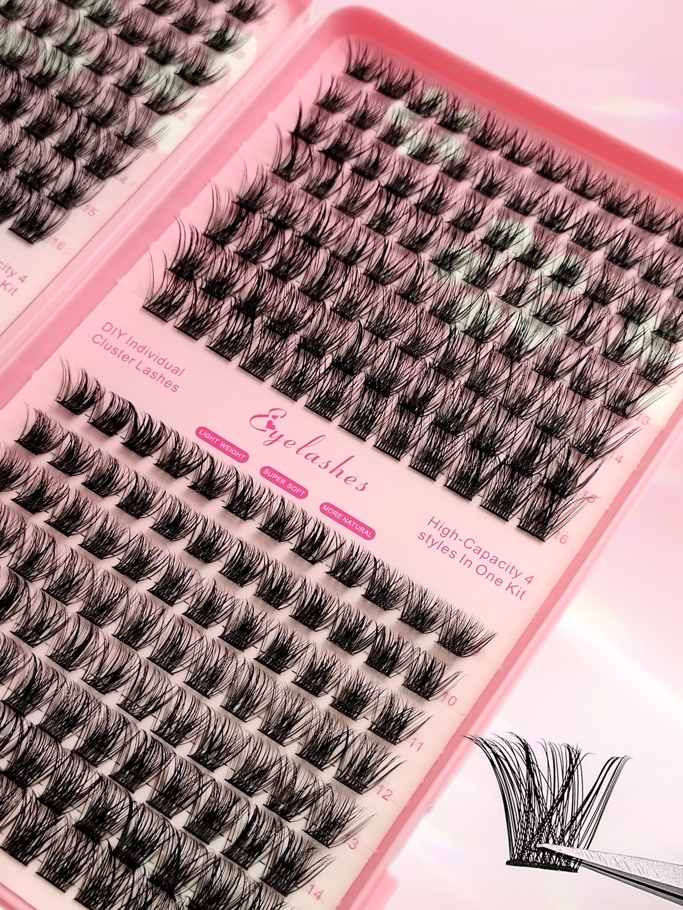 Sibeuna  384PCS Eyelash Book, Fluffy Soft Cluster False Eyelashes, Lightweight Eyelash Extension, Natural Look False Eyelashes, Individual False Eyelashes, DIY At Home False Eyelashes