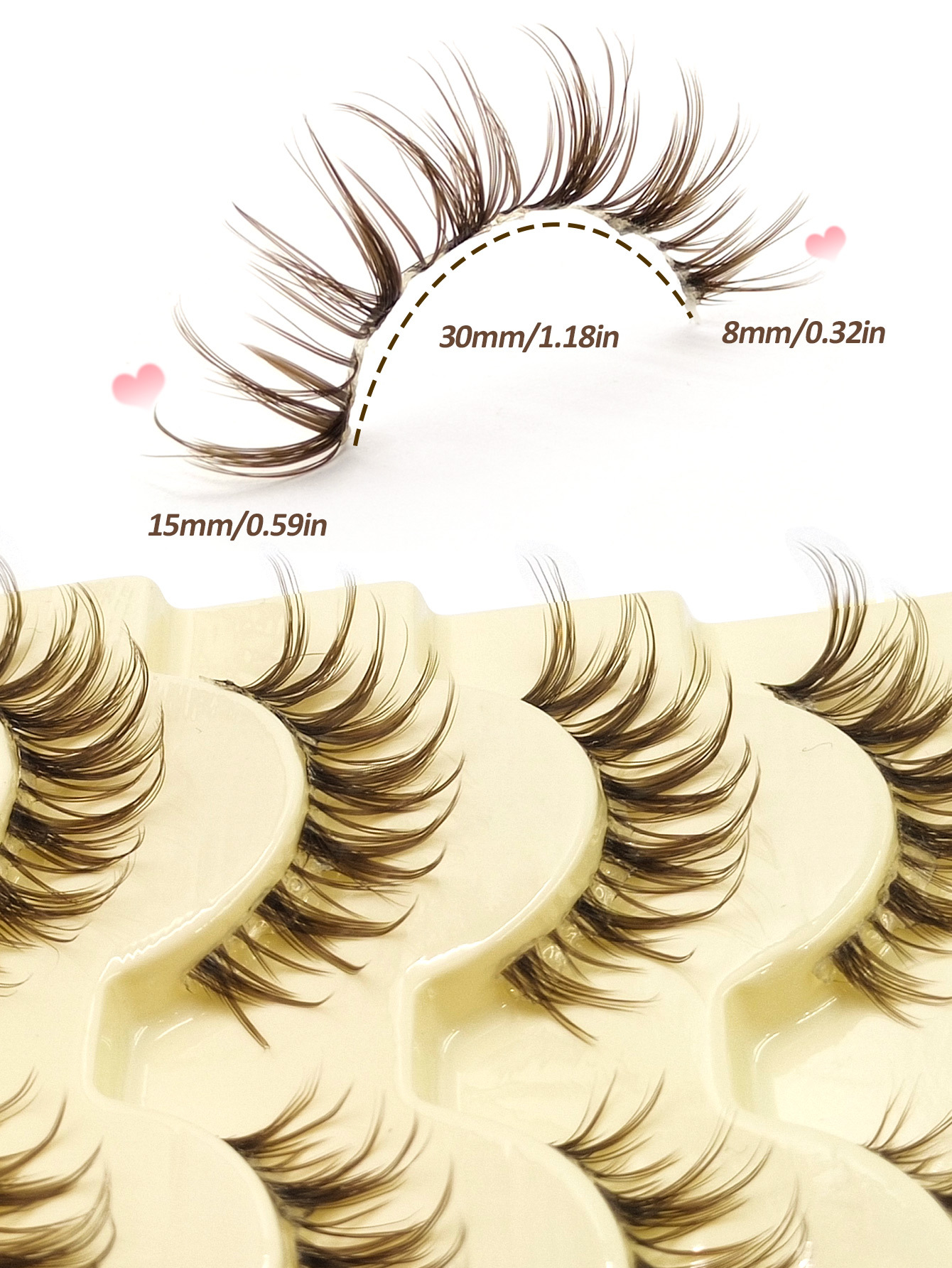 Sibeuna 5 Pairs Natural Look False Eyelashes Brown Lashes - Transparent Stem Manga Eyelashes, Comic Fairy Design, Perfect for Role-Playing,Reusable False Eyelashes
