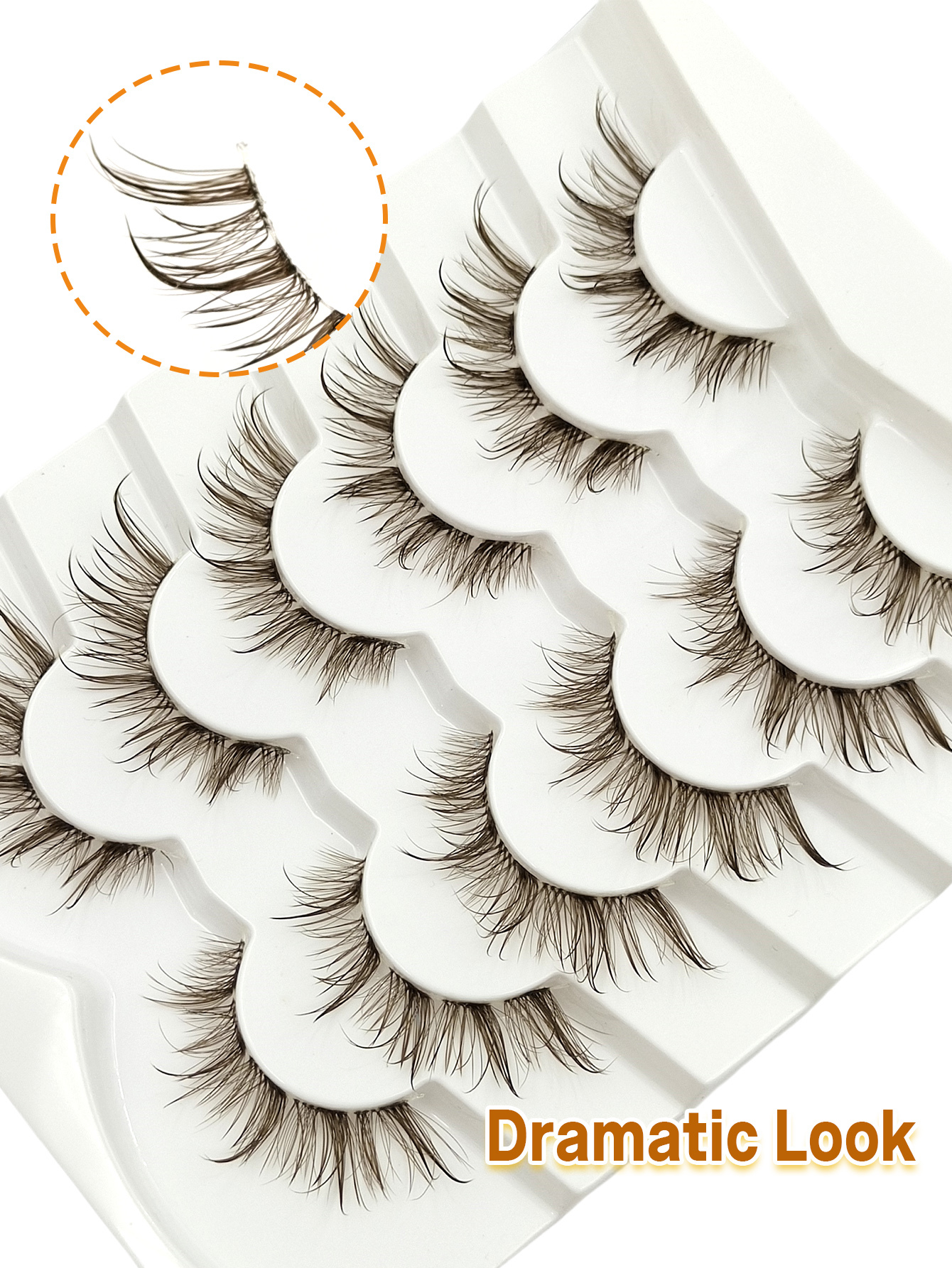 Sibeuna 6 Pairs Wet Look Brown Lashes Clear Band Eyelashes Volume Reusable False Lashes Extensions Dramatic Look Curly Wispy Fake Lashes Makeup Tools
