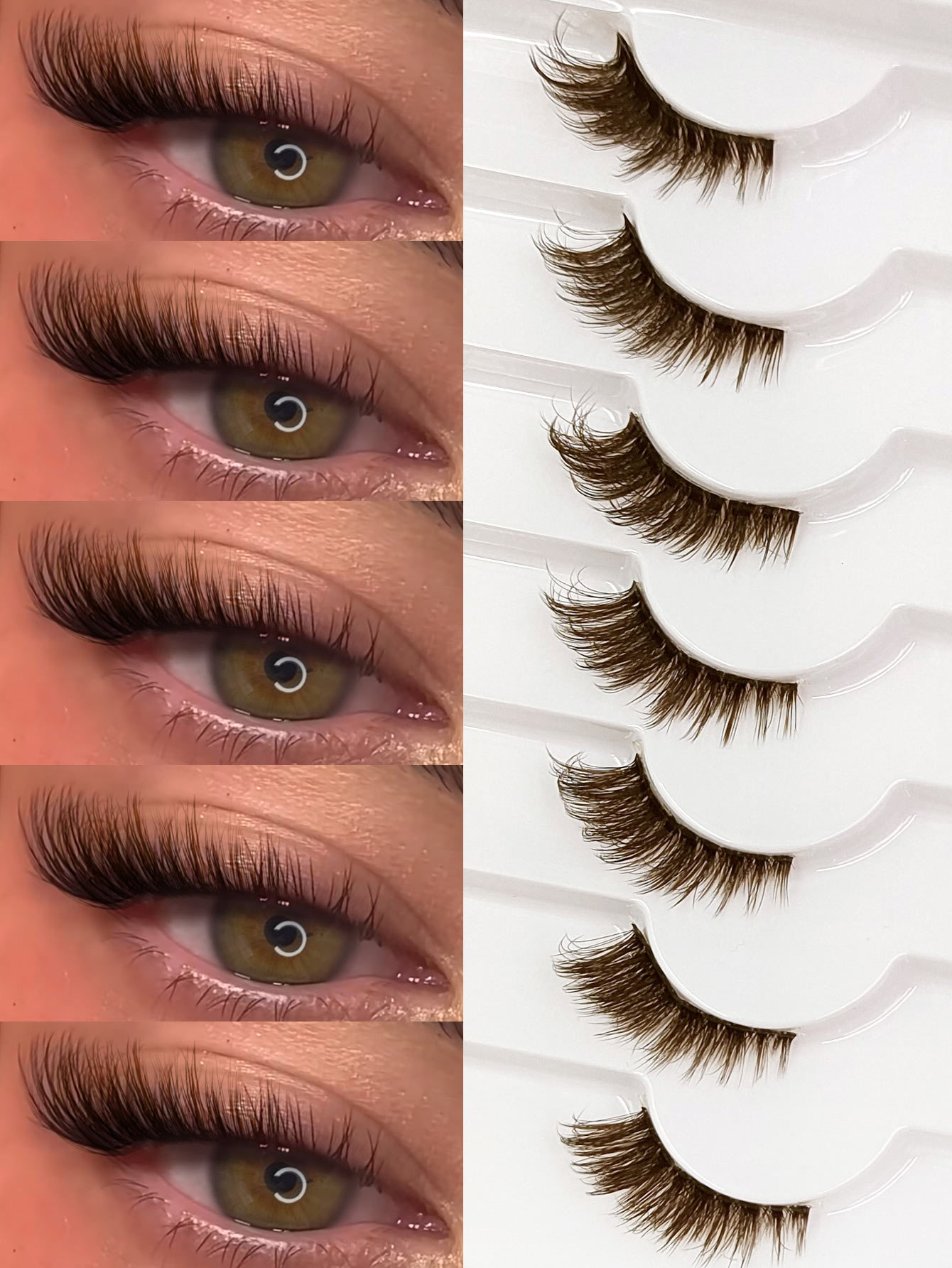Sibeuna 7 Pairs Brown Half Lashes,Beginner-friendly,Cat Eye Lashes, Reusable Use False Eyelashes, Long Soft 3d Faux Mink Lash Extension Makeup,Lashes,Fake Lashes