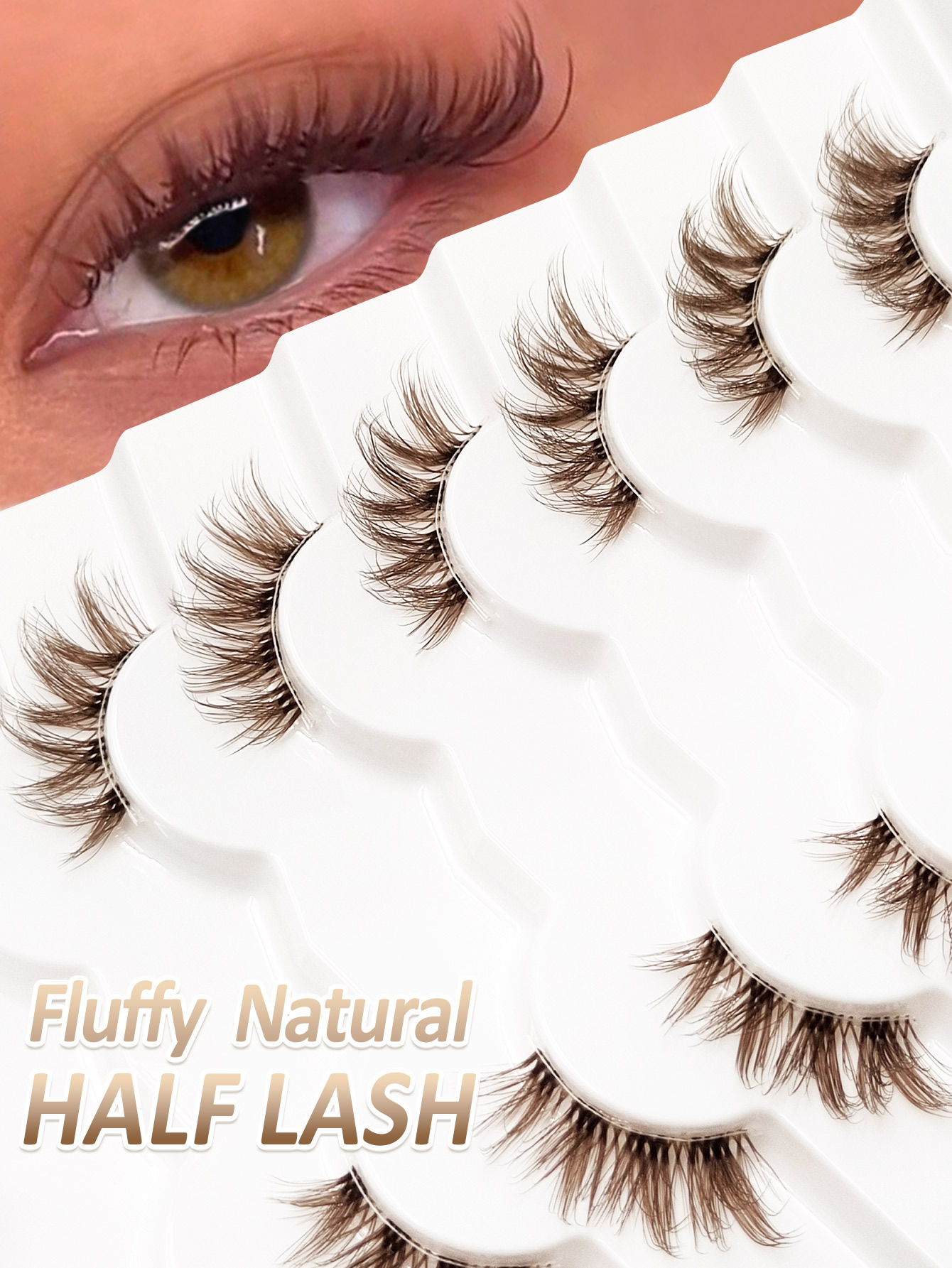 Sibeuna 7 Pairs Brown Lashes Tail Elongated Eyelashes Cat Eye Lashes Half Lashes,Beginner-friendly Reusable Use False Eyelashes, Long Soft 3d Faux Mink Lash Extension Makeup,Lashes,Fake Lashes，