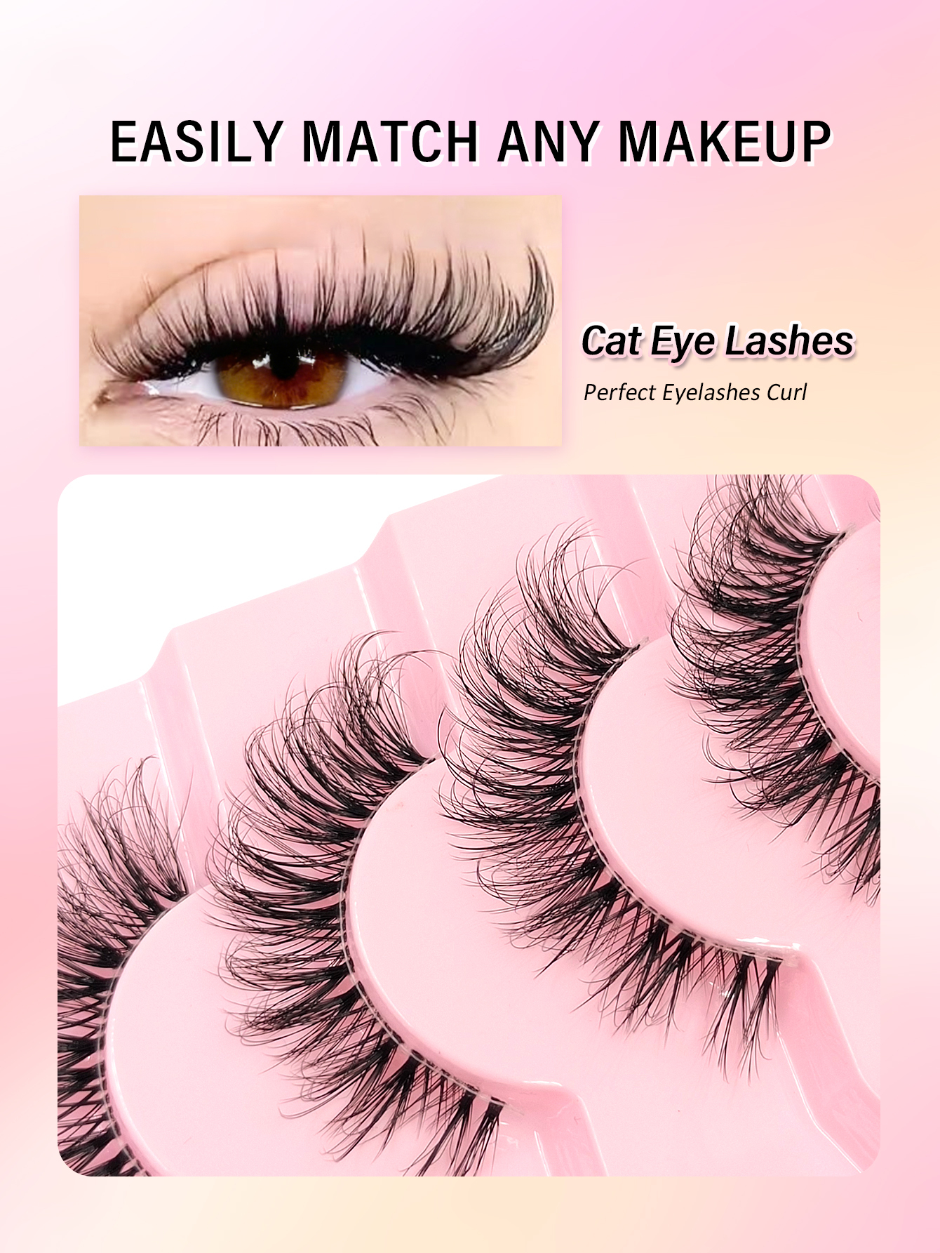 7 Pairs Of New Fox/Cat Eye False Eyelashes, Create Captivating Makeup, Naturally Curled And Lengthened, Sexy Lashes To Enhance Your Charm.