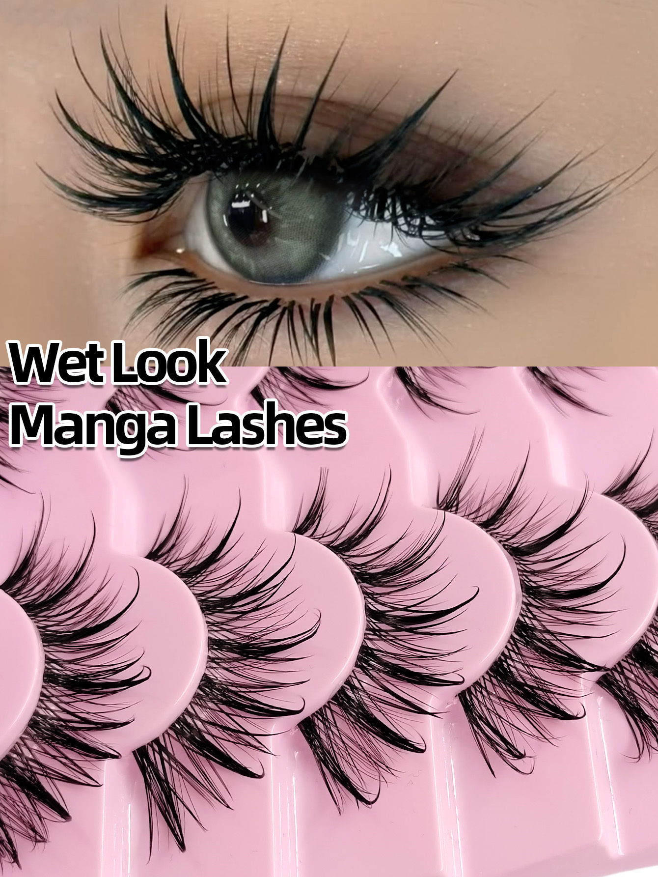 Sibeuna New 7 Pairs Wet Look False Eyelashes, Natural Crossed Wispy Manga Style, Spiky Eyelashes, False Eyelashes, Cosplay, Party, Eyelashes