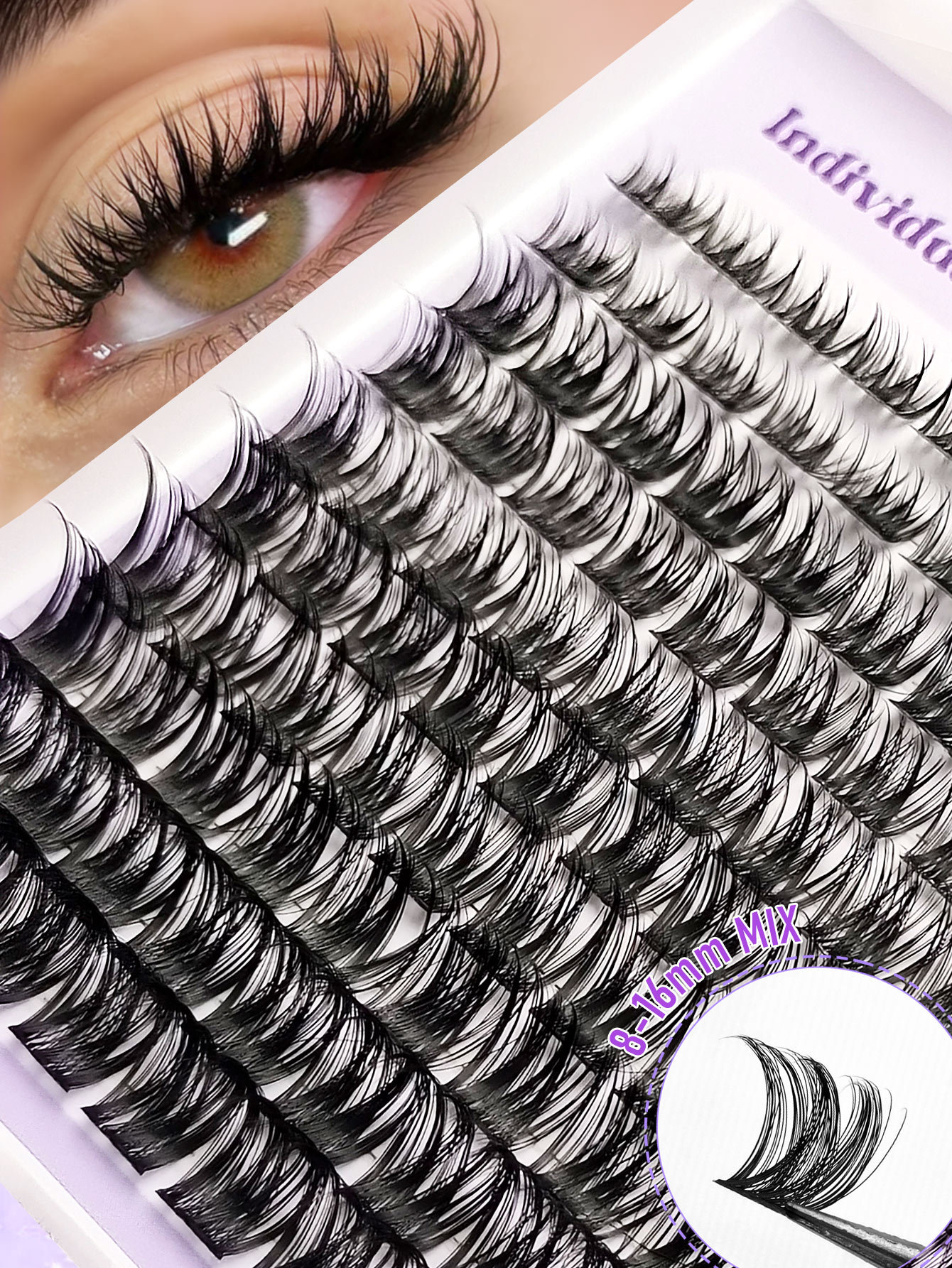 Sibeuna 120pcs D-Curl Anime Style Thin False Eyelashes,Fluffy & Lengthening Individual Lashes, Suitable For Home Lash Extension Beginner-friendly