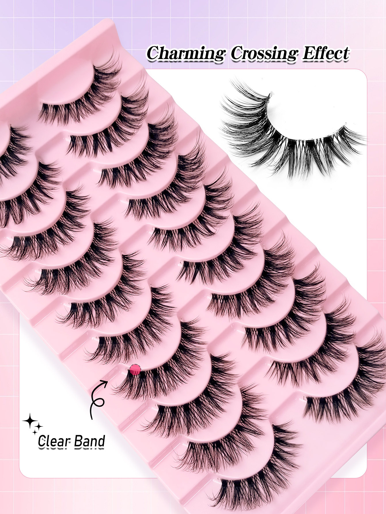 Sibeuna 10 Pairs Lashes Tail Elongated Eyelashes Cat Eye Fox Eye Lashes, Delicate Strip Lashes For Daily Reusable Use False Eyelashes, Long Soft 3d Faux Mink Lash Extension Makeup,Lashes,Fake Lashes