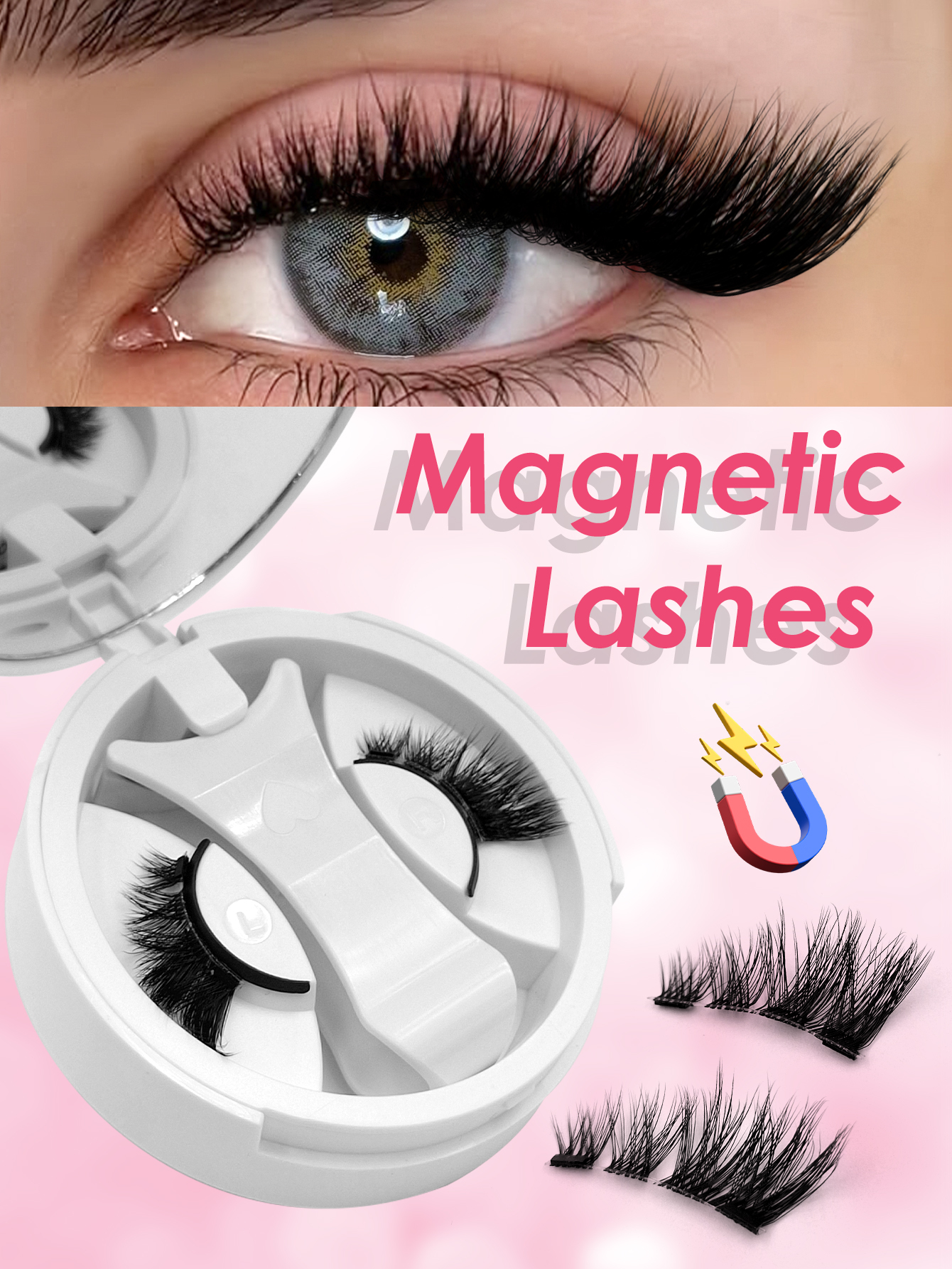 Sibeuna 1 Pair Magnetic Eyelashes Half LashesCat Eye Look Eyelash Natural Long , Reusable and Suitable for Beginners to Use