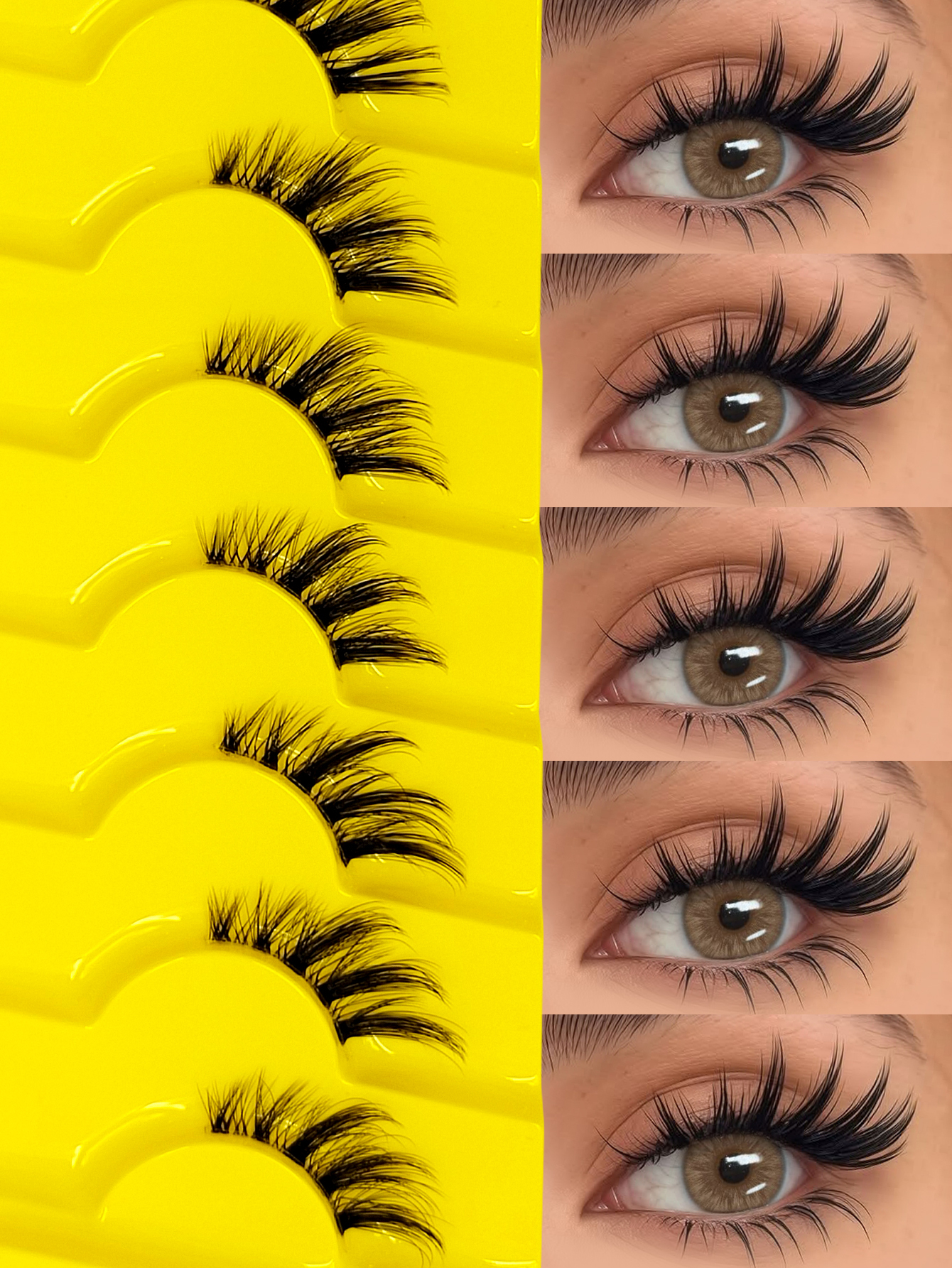 Sibeuna 7 Pairs Half Lashes Natural Look Cat Eye False Eyelashes Natural Clear Band Lashes Short Soft Manga Lashes Fluffy Winged Lashes Extension Tool Strip Lashes, Comfortable Eyelashes, Fake Lashes