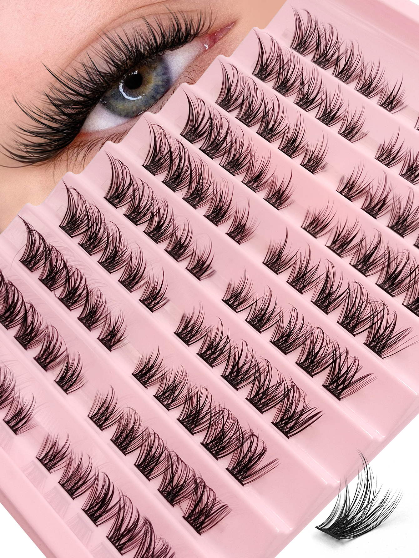 Sibeuna 100PCS (8-16mm) of Fox Eyelash D Curly Faux Mink Eyelash Expansion , Natural Appearance And Soft Personal Long Eyelash, Box Mix Natural Look