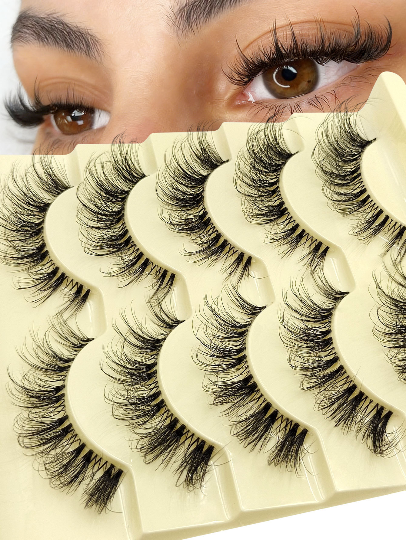 Sibeuna 5 pairs of naturally long false eyelashes, fluffy and natural, transparent stems. These are ideal for daily wear. They are suitable for dates, parties and trips.