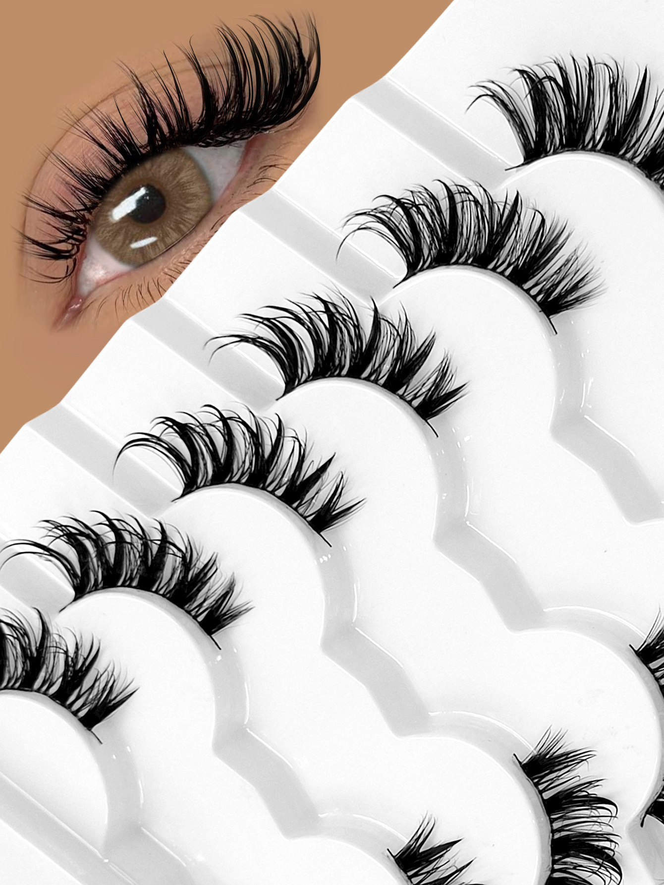 Sibeuna 6 Pairs Half Wet Lashes Manga Lashes Winged Lashes Wet Look Lashes ,False Eyelashes Anime Lashes Natural Look Wispy Faux Mink Lashes Half Lash Extension Makeup Strip Lashes,Manhua Lashes,Wet Eyelashes,Fake Lashes