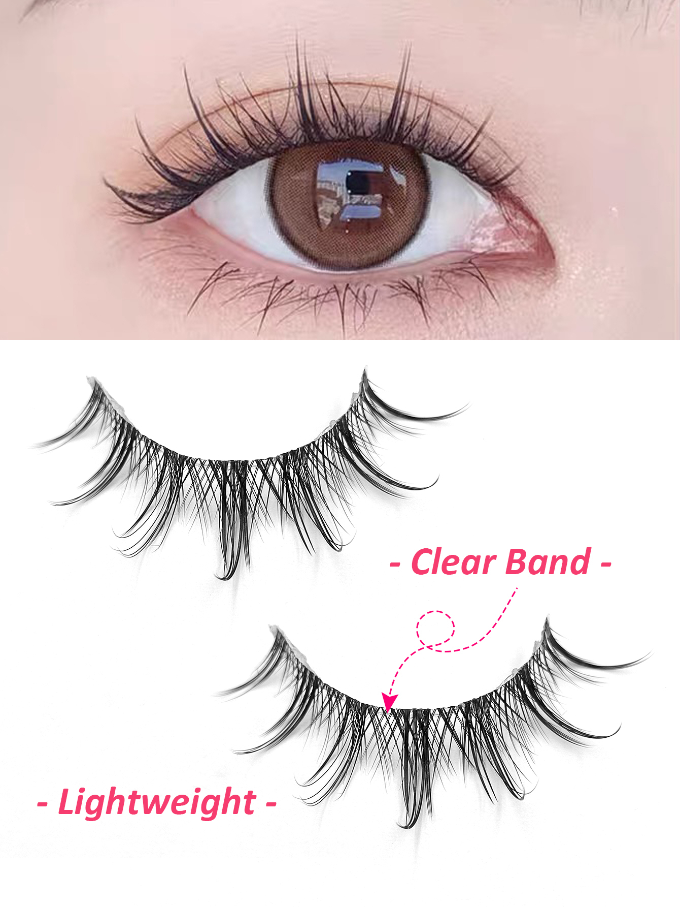 Sibeuna 5 Pairs Natural Look False Eyelashes Anime Lashes, Natural Eyelash Wispy Soft Lash Extension , Clear Band Reusable Natural and Soft, Daily Makeup Comic Eye