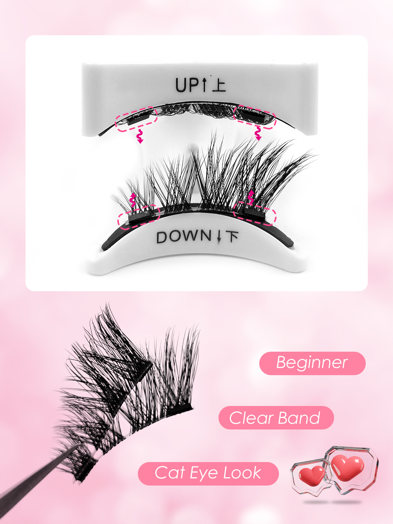Sibeuna 1 Pair Magnetic Eyelashes Half LashesCat Eye Look Eyelash Natural Long , Reusable and Suitable for Beginners to Use