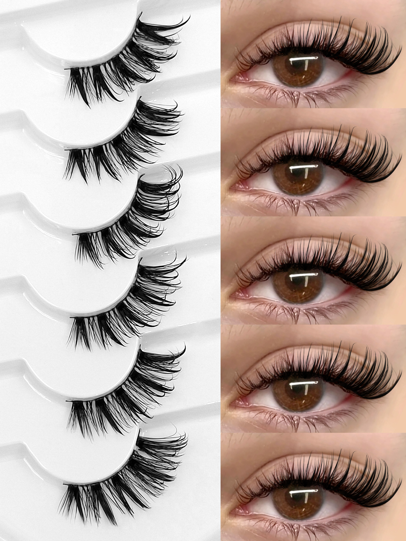 Sibeuna 6 Pairs Half Wet Lashes Manga Lashes Winged Lashes Wet Look Lashes ,False Eyelashes Anime Lashes Natural Look Wispy Faux Mink Lashes Half Lash Extension Makeup Strip Lashes,Manhua Lashes,Wet Eyelashes,Fake Lashes