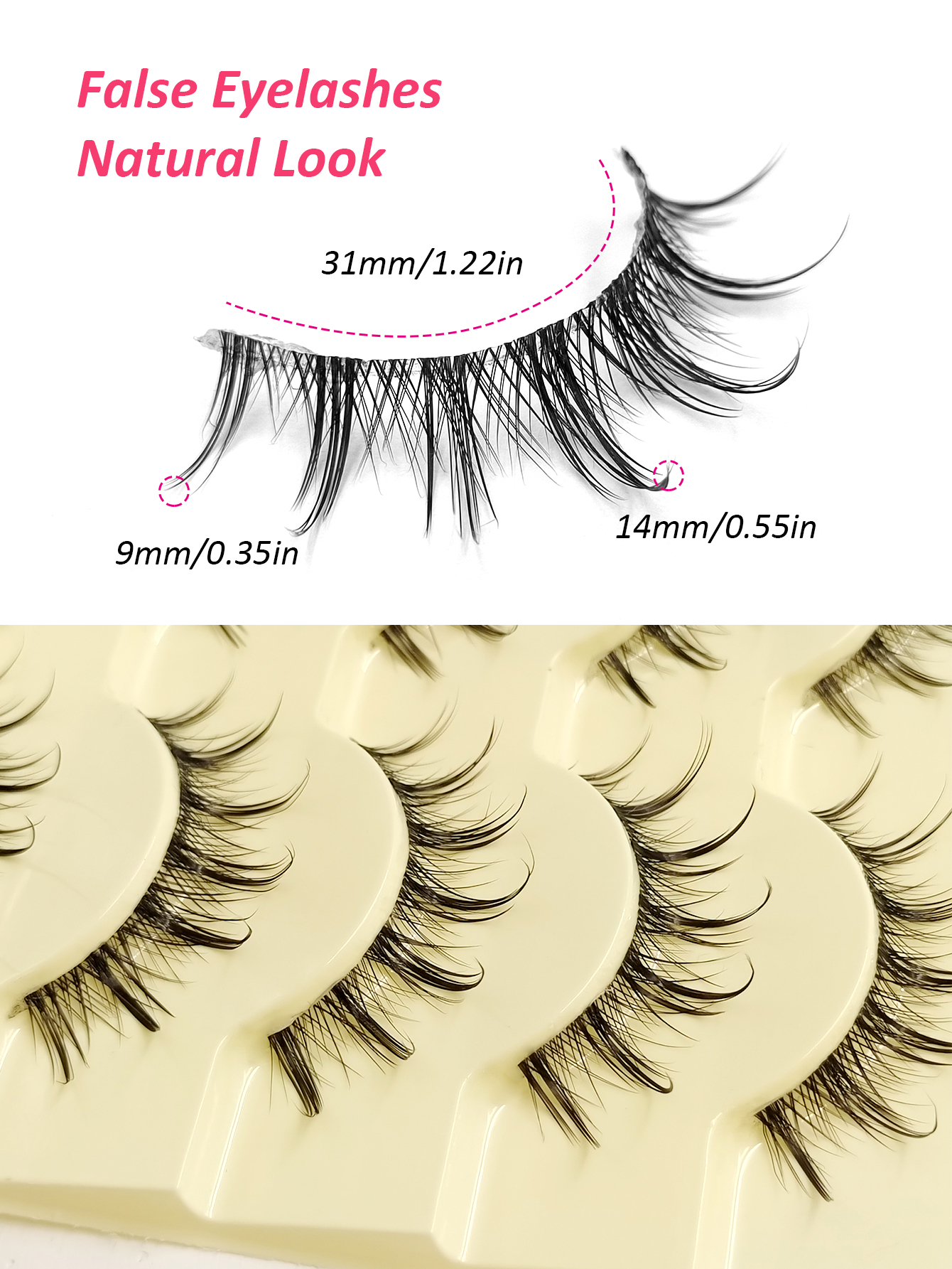 Sibeuna 5 Pairs Natural Look False Eyelashes Anime Lashes, Natural Eyelash Wispy Soft Lash Extension , Clear Band Reusable Natural and Soft, Daily Makeup Comic Eye