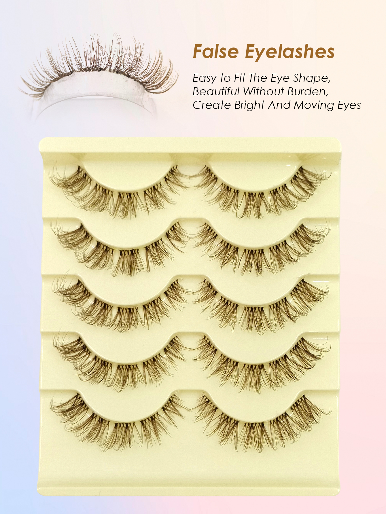 Sibeuna 5 Pairs Natural Look Brown False Eyelashes Manga Lashes Wispy Dramatic Soft Brown Lash Extensions Natural Lashes Extension Makeup Strip Lashes