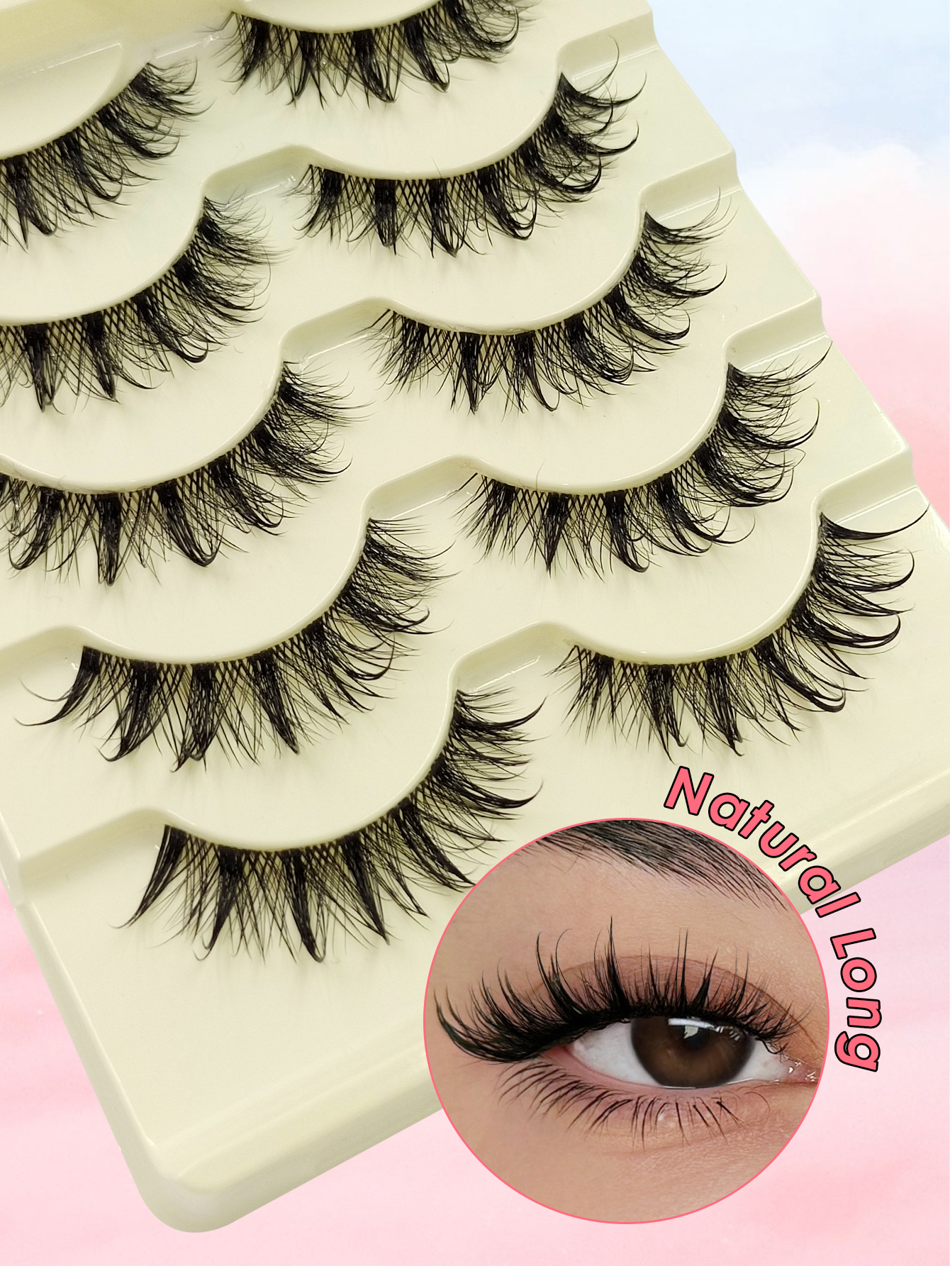Sibeuna 5 Pairs Wet Lashes Wet Look Messy False Eyelashes - Spiky Manga Lashes Clear Band False Eyelashes Natural Look Enlarged Eye , Reusable Suitable For Daily & Gorgeous Party Makeup