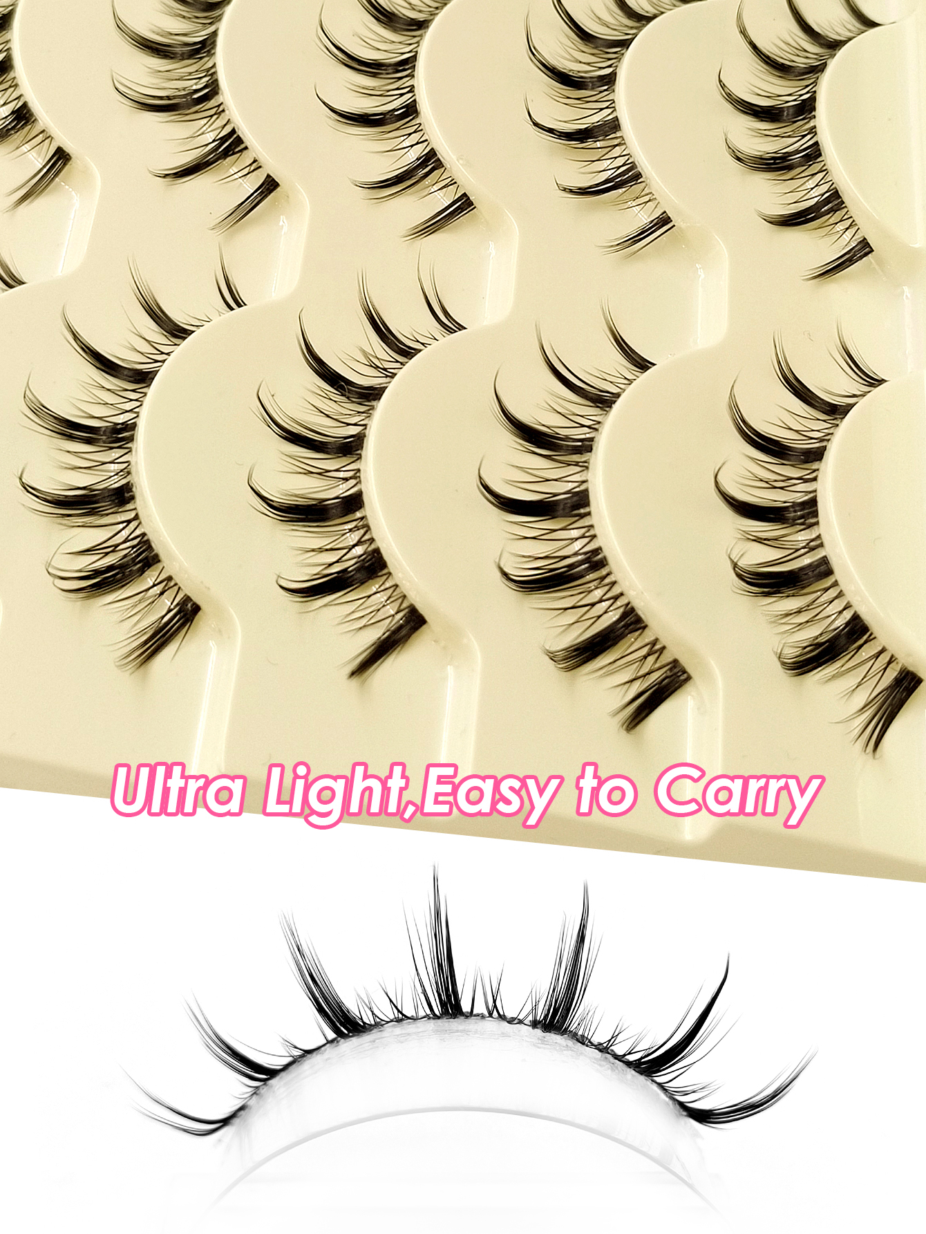 Sibeuna 5 Pairs Fairy Lashes Natural False Eyelashes - Lashes Wispy Transparent Stem Manga Eyelashes, Comic Fairy Design, Perfect for Daily Wear Natural Lashes - Reusable False Eyelashes Natural Look
