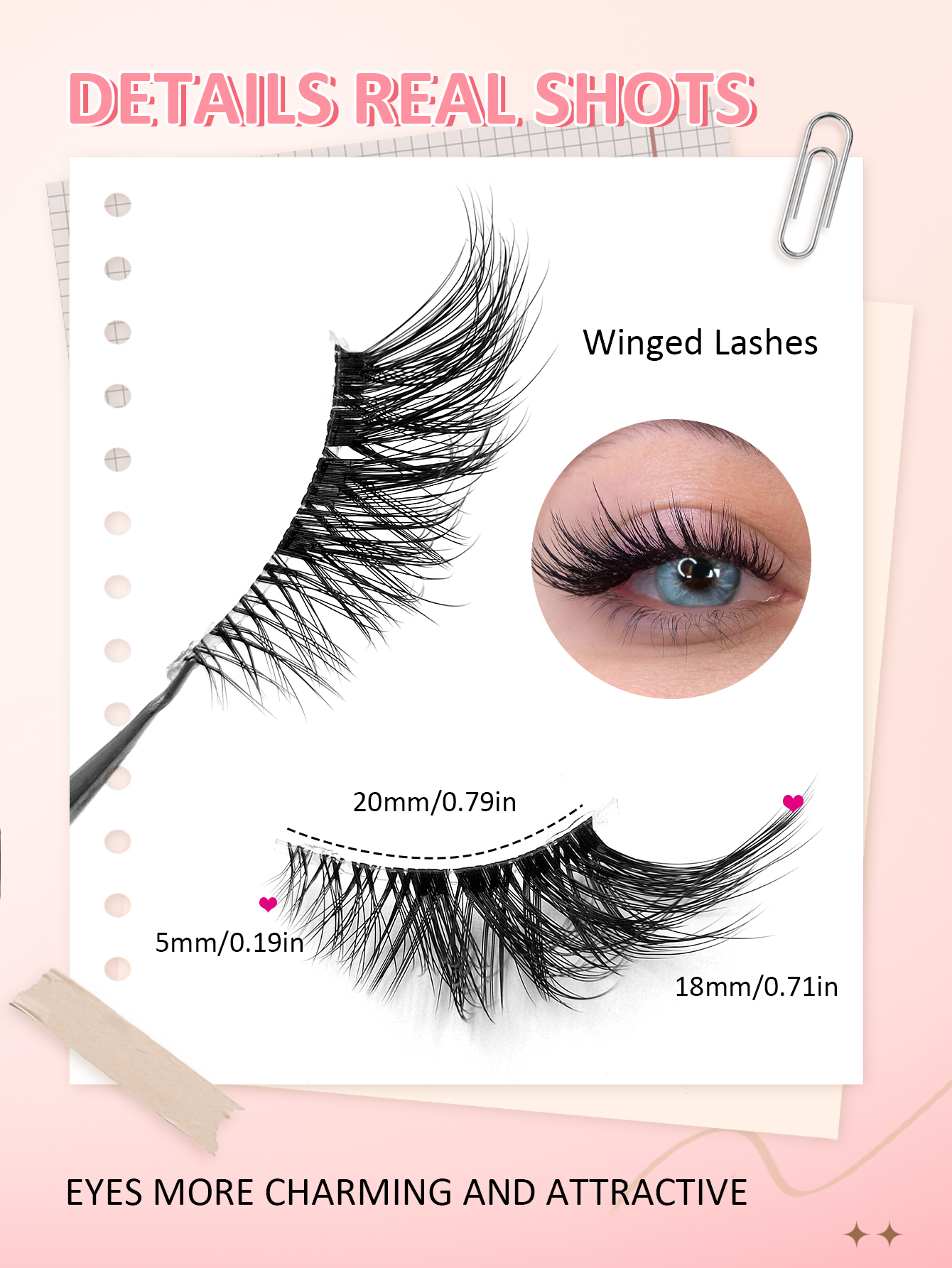Sibeuna 7 Pairs Of Half-Eye Style Transparent Faux Mink Lashes Hair Natural Style Eye Lashes Natural Winged Lashes Clear Band Reusable Eyelashes ,Corner Eyelashes