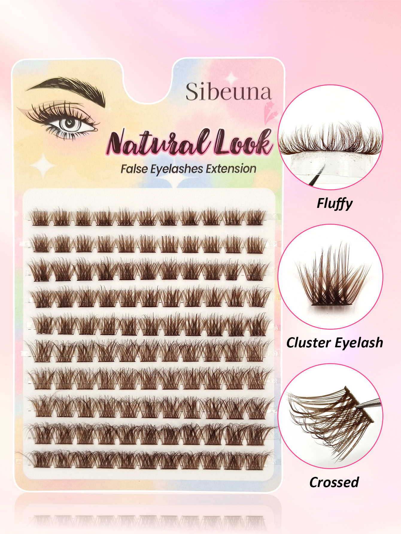 110pcs Fluffy Brown Cluster Lash Extensions, Fluffy Crossed Individual Segmented False Lashes D Curl Faux Mink Eyelash Clusters For Beginner Natural Daily Makeup