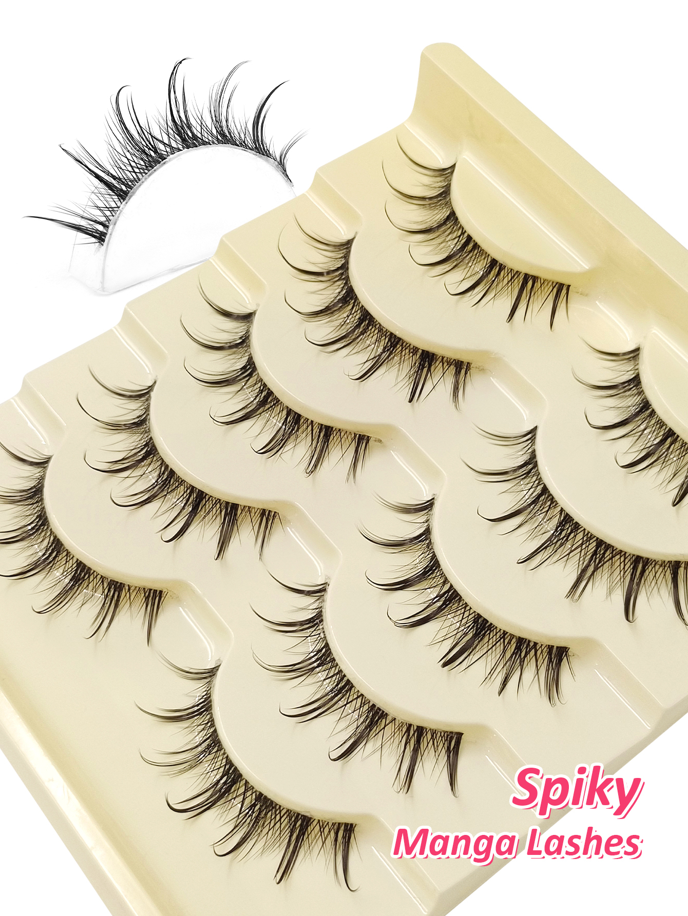 Sibeuna 5 Pairs Natural Look False Eyelashes Anime Lashes, Natural Eyelash Wispy Soft Lash Extension , Clear Band Reusable Natural and Soft, Daily Makeup Comic Eye